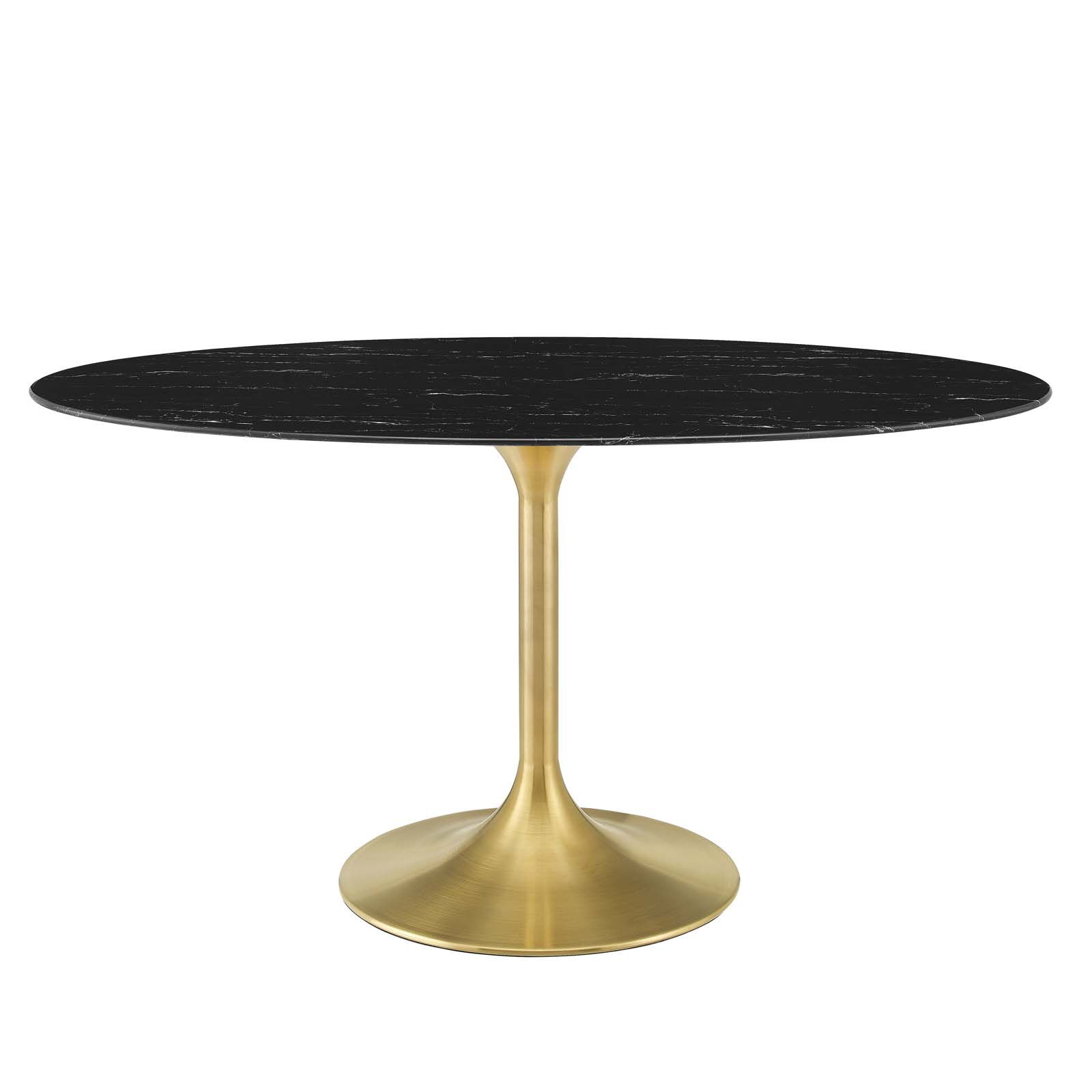 Modway Furniture Lippa Gold Black Marble 60 Inch Oval Dining Table