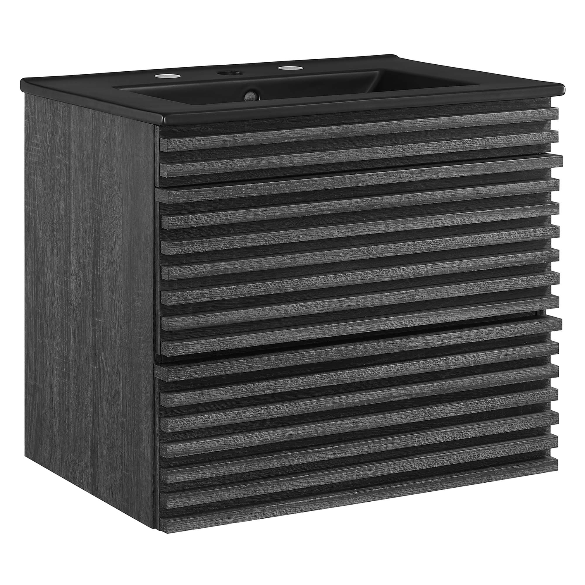 Modway Furniture Render Charcoal Black 24 Inch Wall Mount Bathroom Vanity