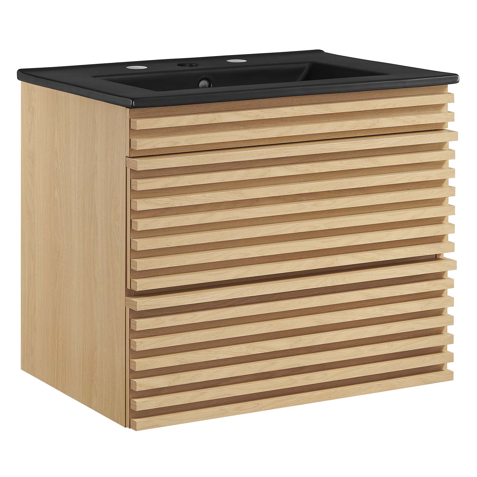 Modway Furniture Render Oak Black 24 Inch Wall Mount Bathroom Vanity