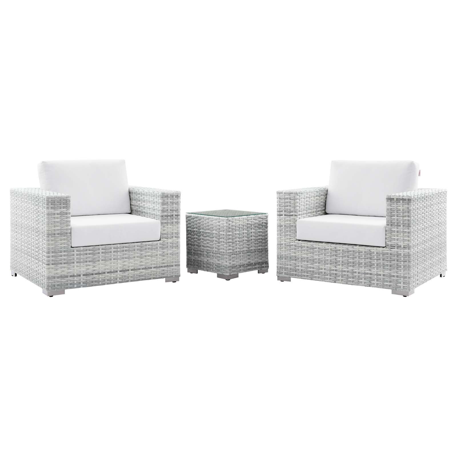 Modway Furniture Convene Light Gray White 3pc Outdoor Patio Set