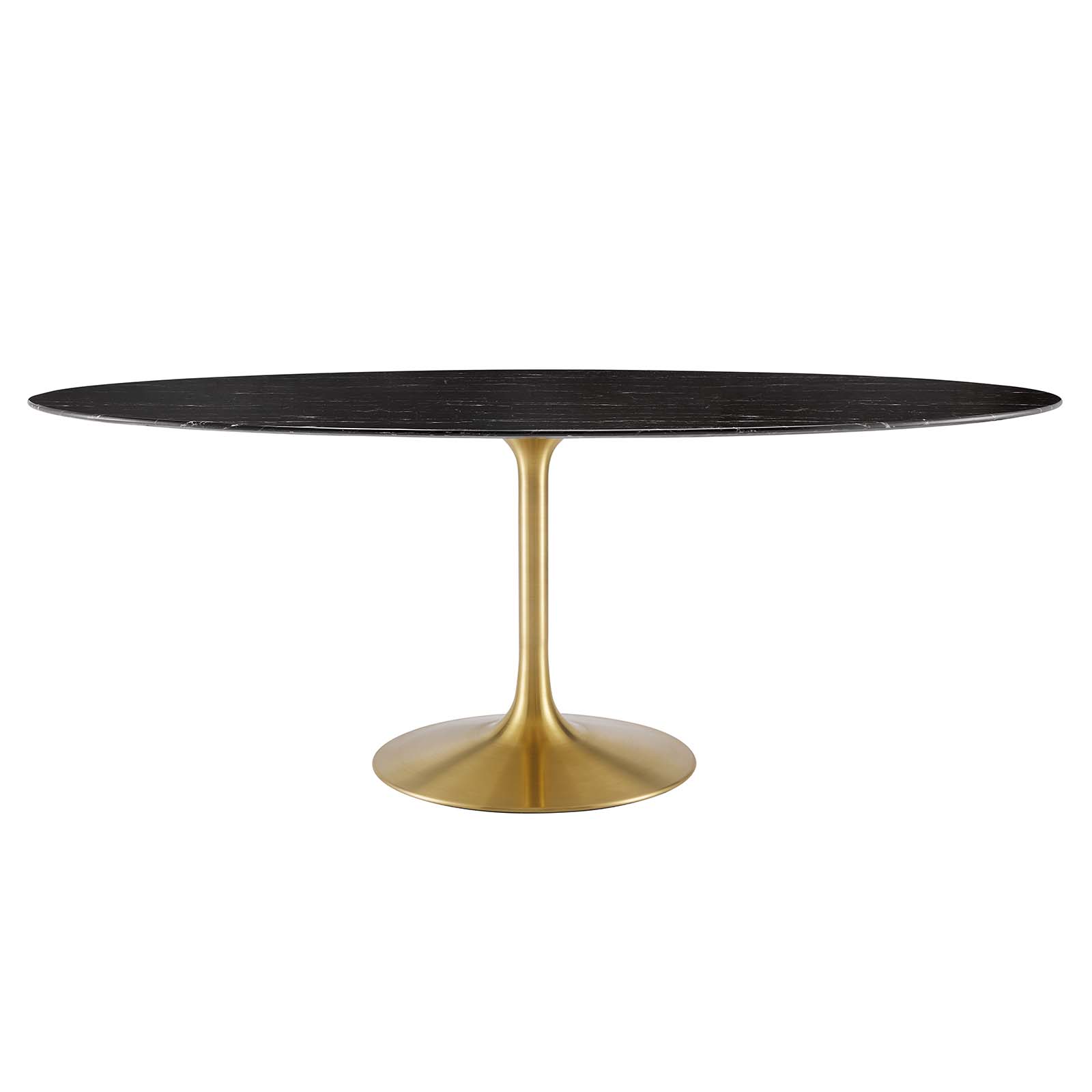 Modway Furniture Lippa Gold Black Marble 78 Inch Oval Dining Table