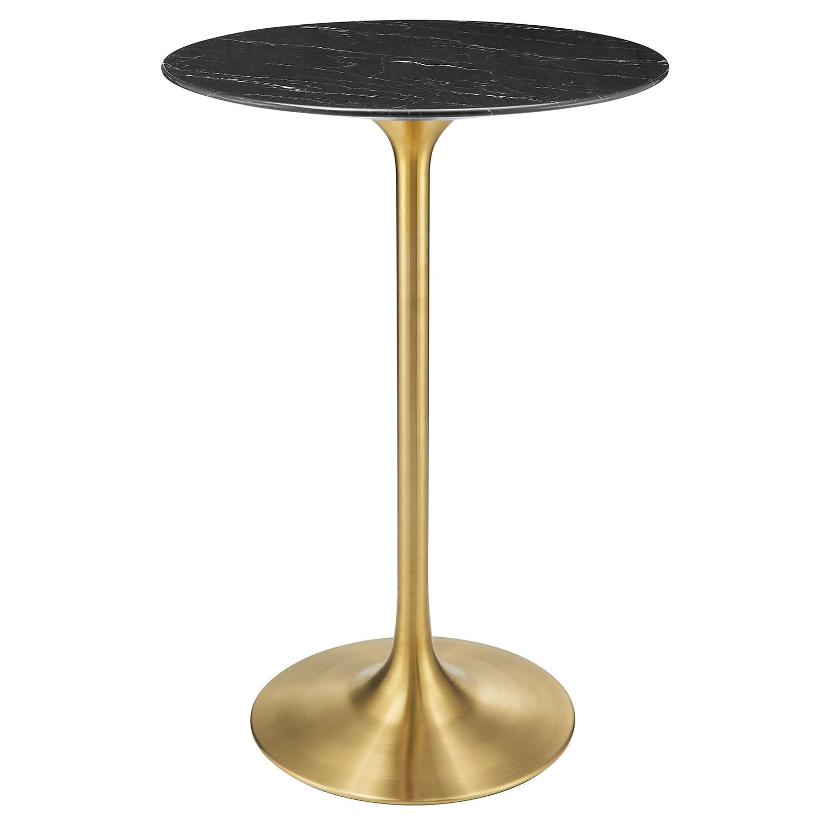 Modway Furniture Lippa Gold Black 28 Inch Artificial Marble Bar Table