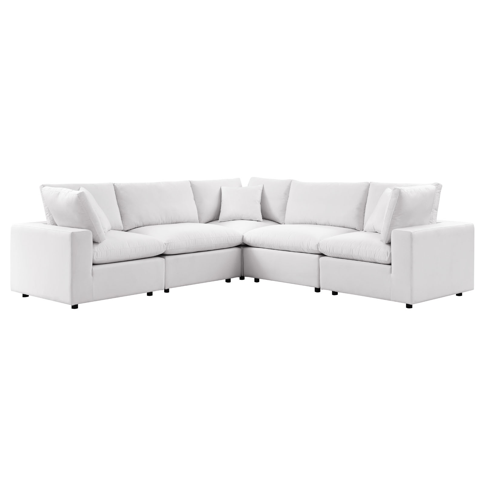 Modway Furniture Commix White 5pc Outdoor Patio Sectional Sofa