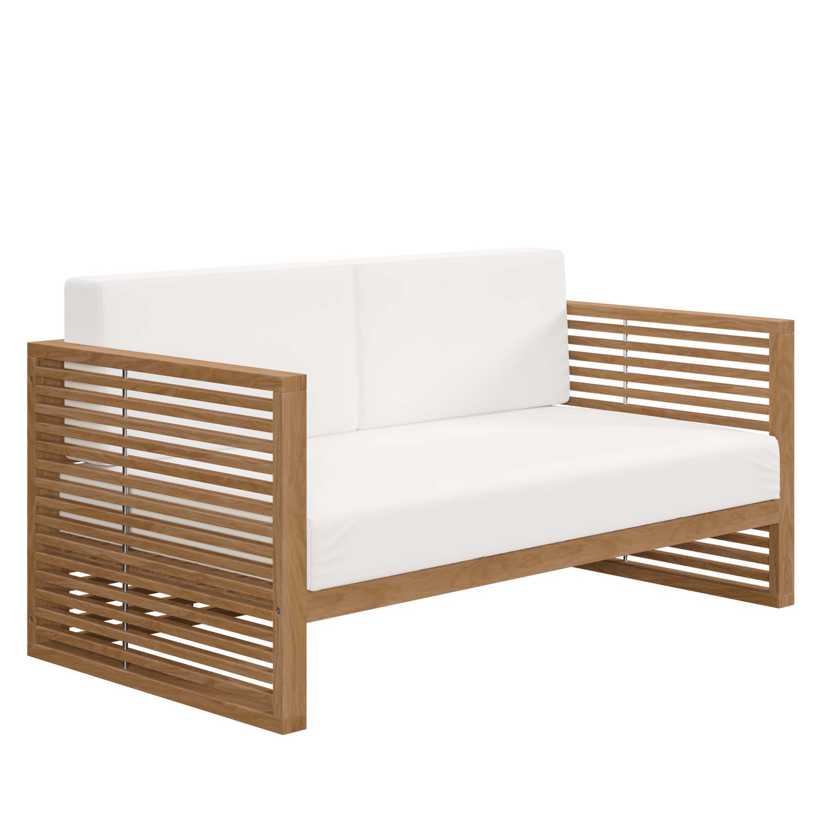 Modway Furniture Carlsbad Natural White Teak Wood Outdoor Patio Loveseat