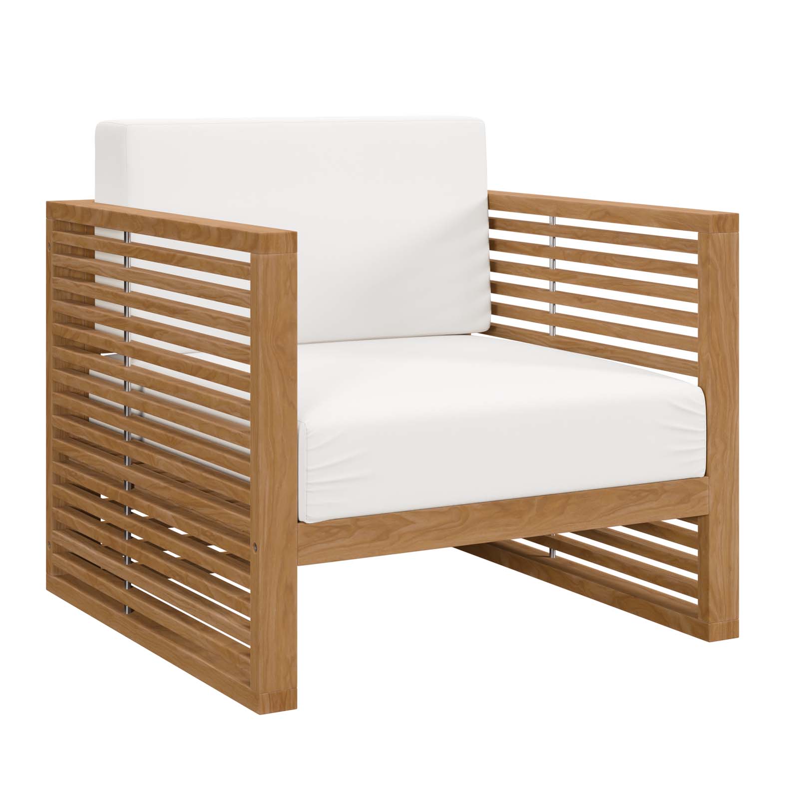 Modway Furniture Carlsbad Natural White Teak Wood Outdoor Patio Armchair