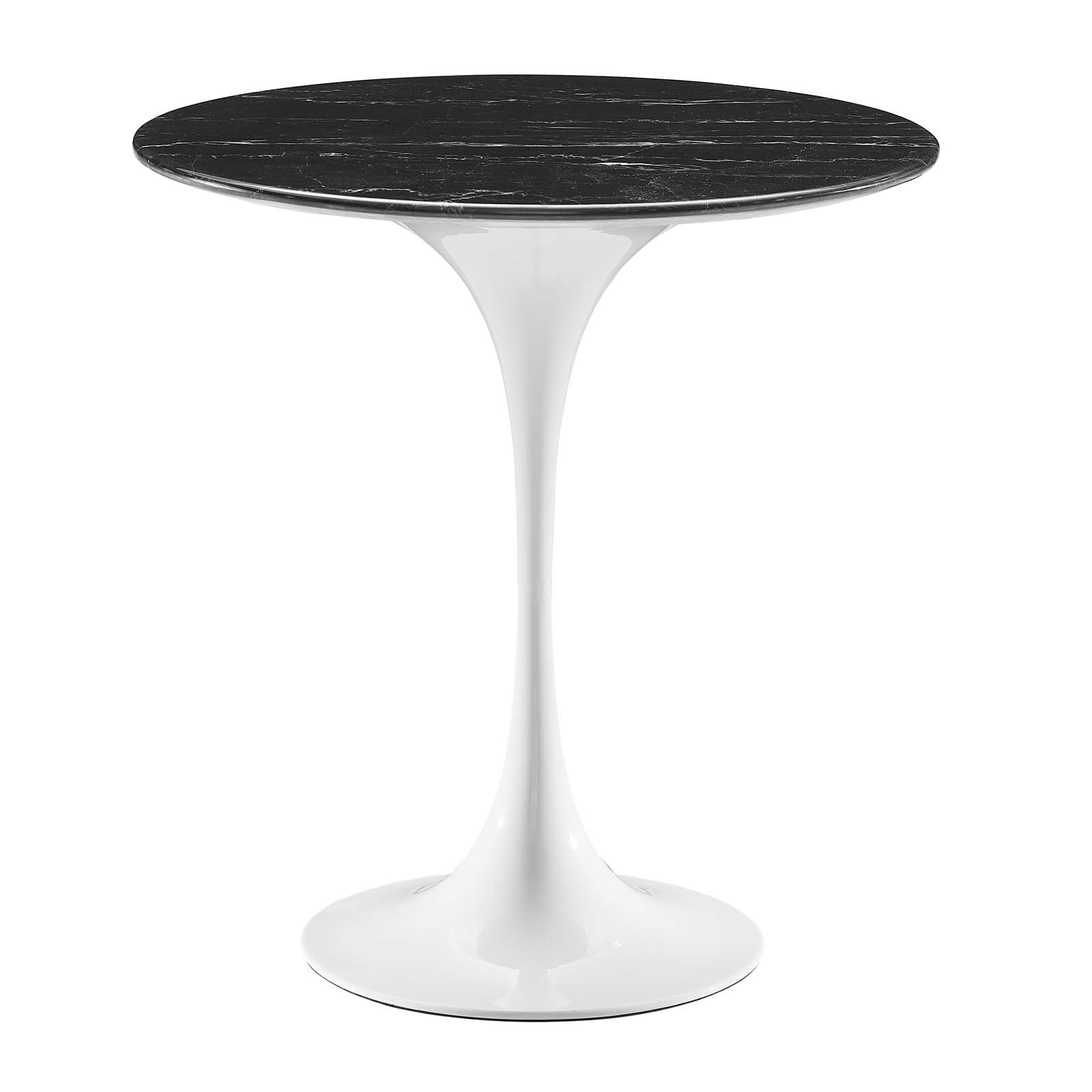 Modway Furniture Lippa White Black 20 Inch Round Artificial Marble Side Tab...