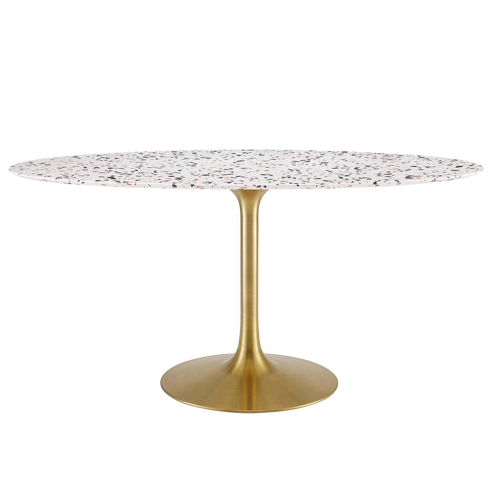 Modway Furniture Lippa Gold White 60 Inch Oval Terrazzo Dining Table