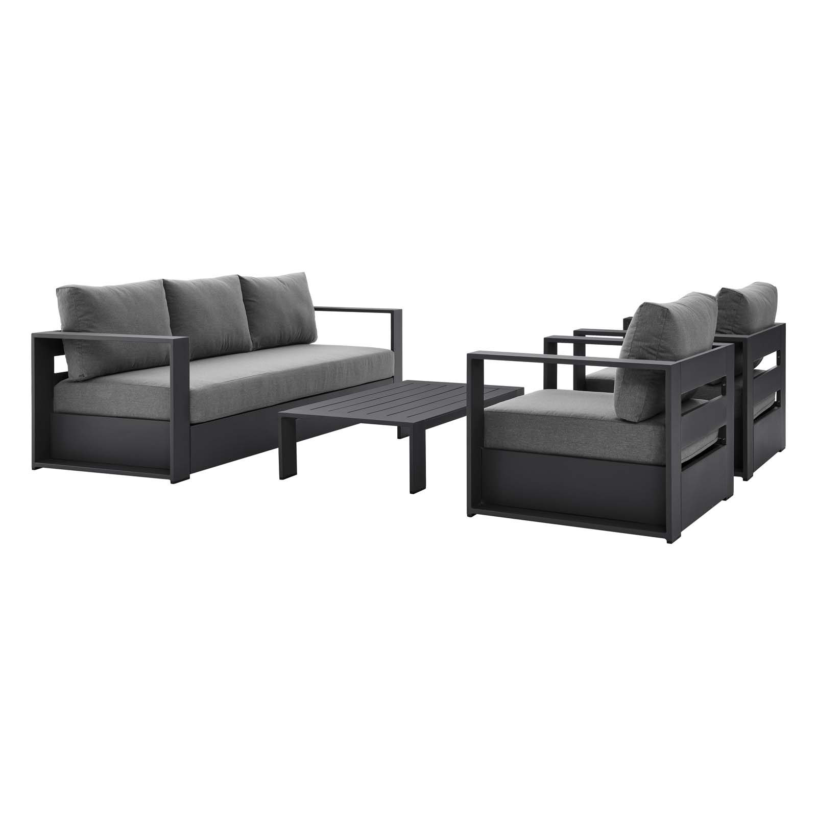 Modway Furniture Tahoe Gray Charcoal Outdoor Patio 4pc Set