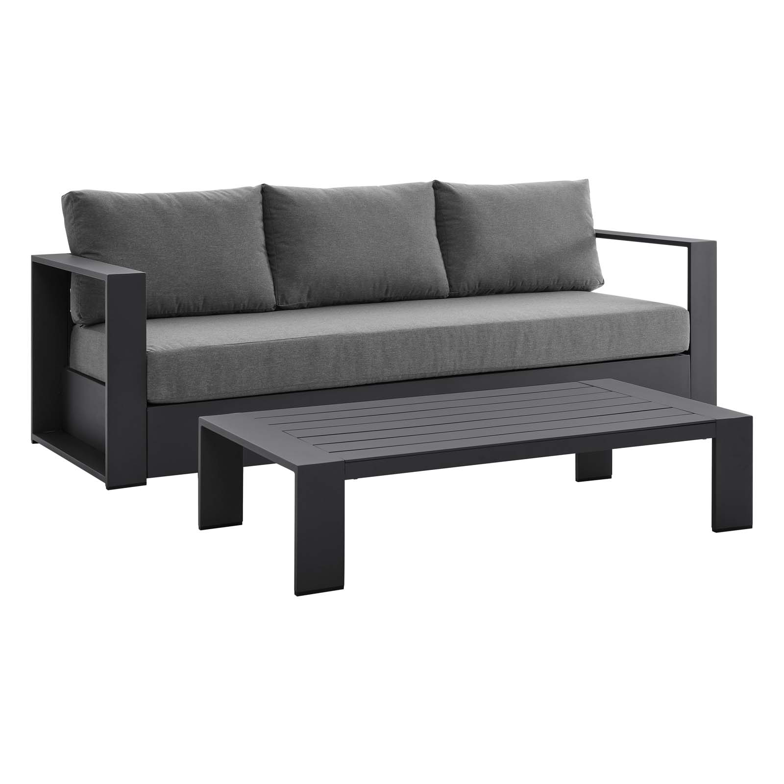 Modway Furniture Tahoe Gray Charcoal Outdoor Patio 2pc Set