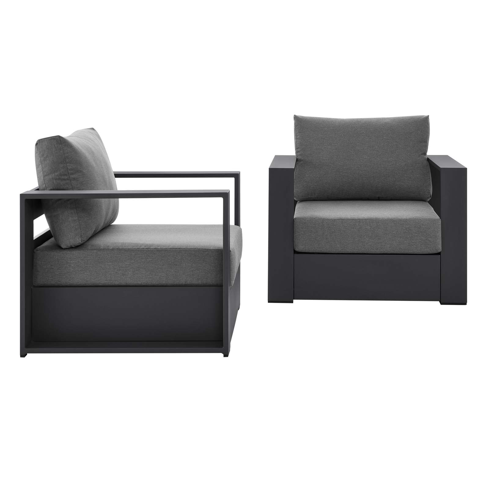Modway Furniture Tahoe Gray Charcoal Outdoor Patio 2pc Armchair Set