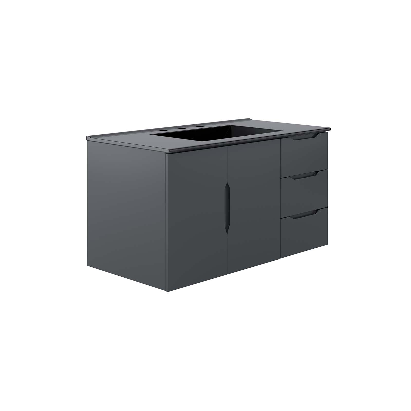 Modway Furniture Vitality Gray Black 36 Inch Bathroom Vanity