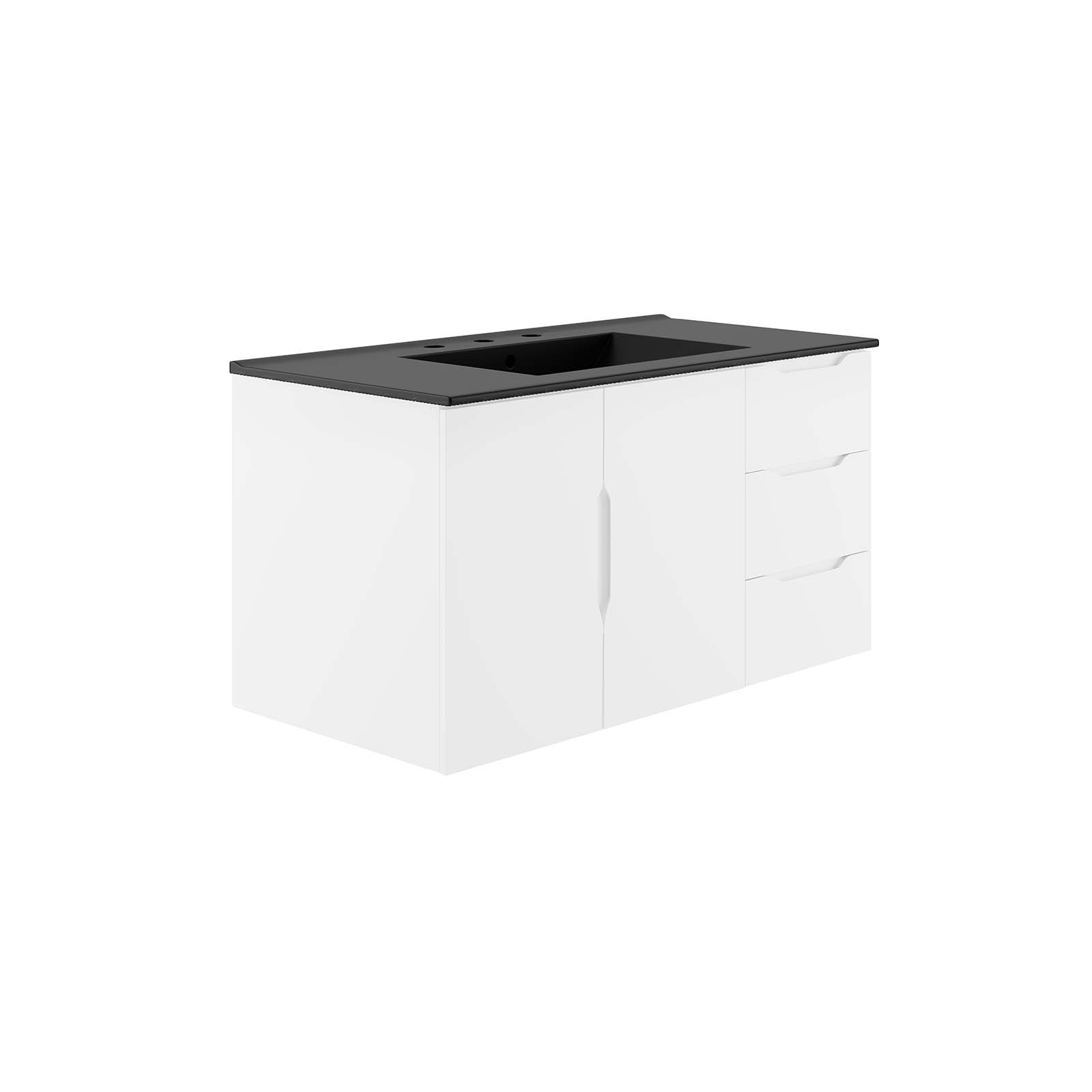 Modway Furniture Vitality White Black 36 Inch Bathroom Vanity