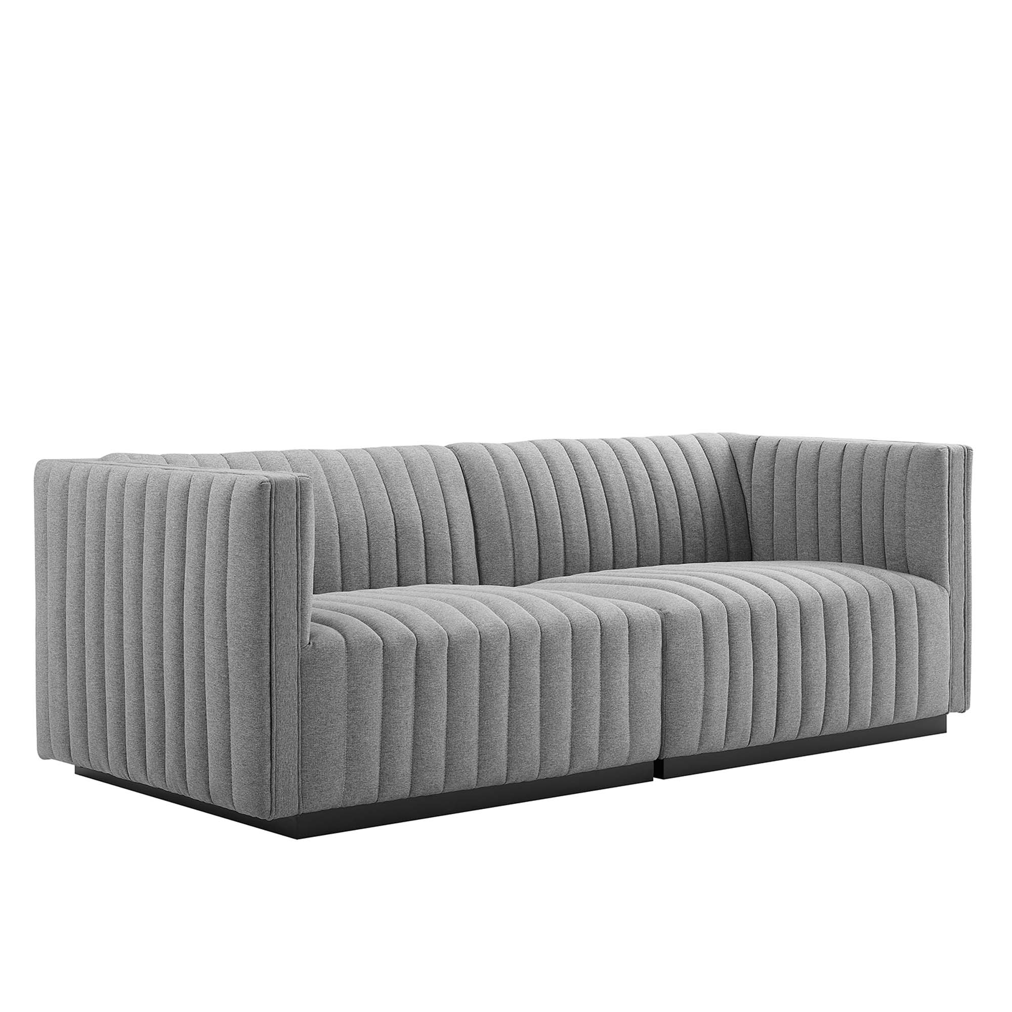 Modway Furniture Conjure Black Light Gray Loveseat