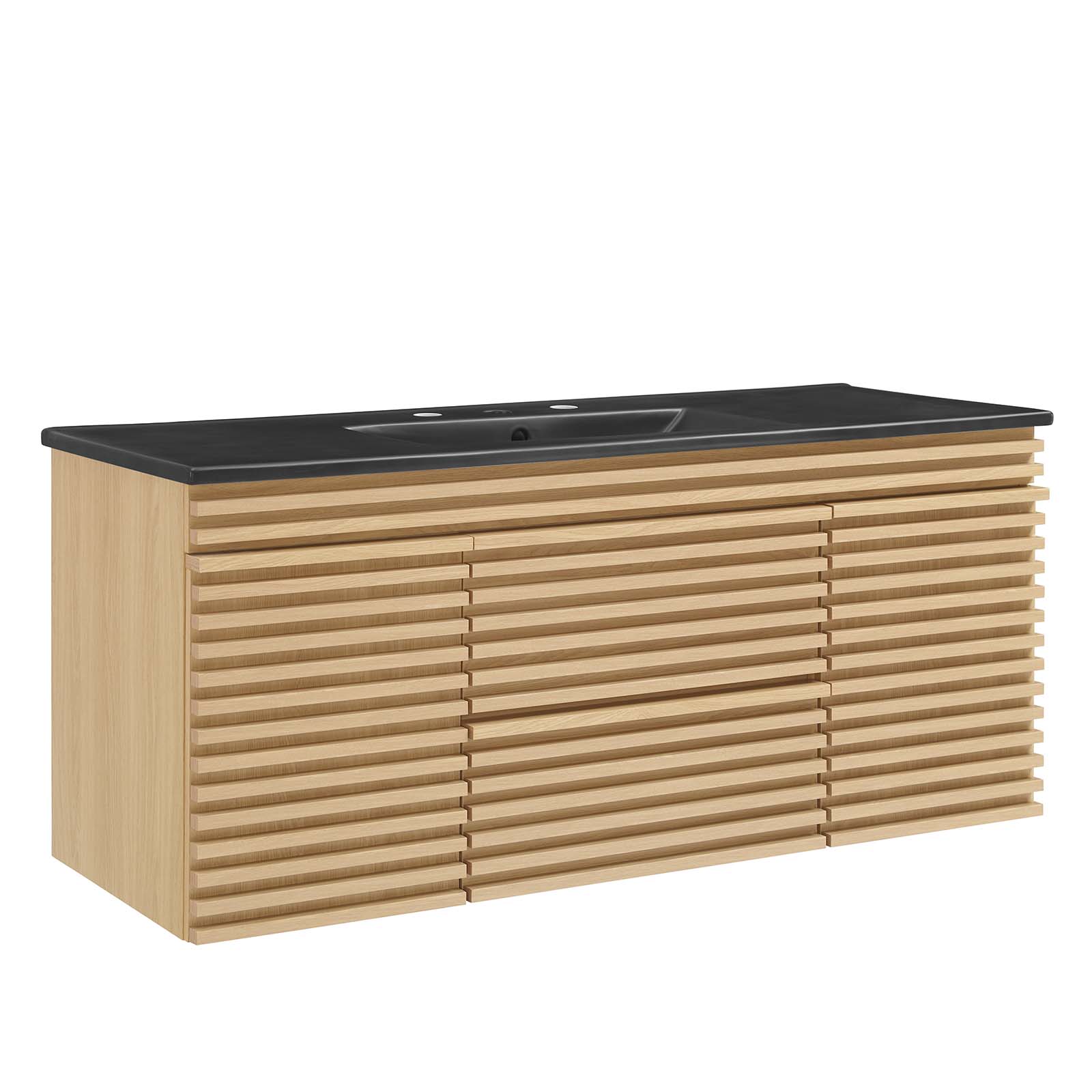 Modway Furniture Render Oak Black Wall Mount 48 Inch Bathroom Vanity