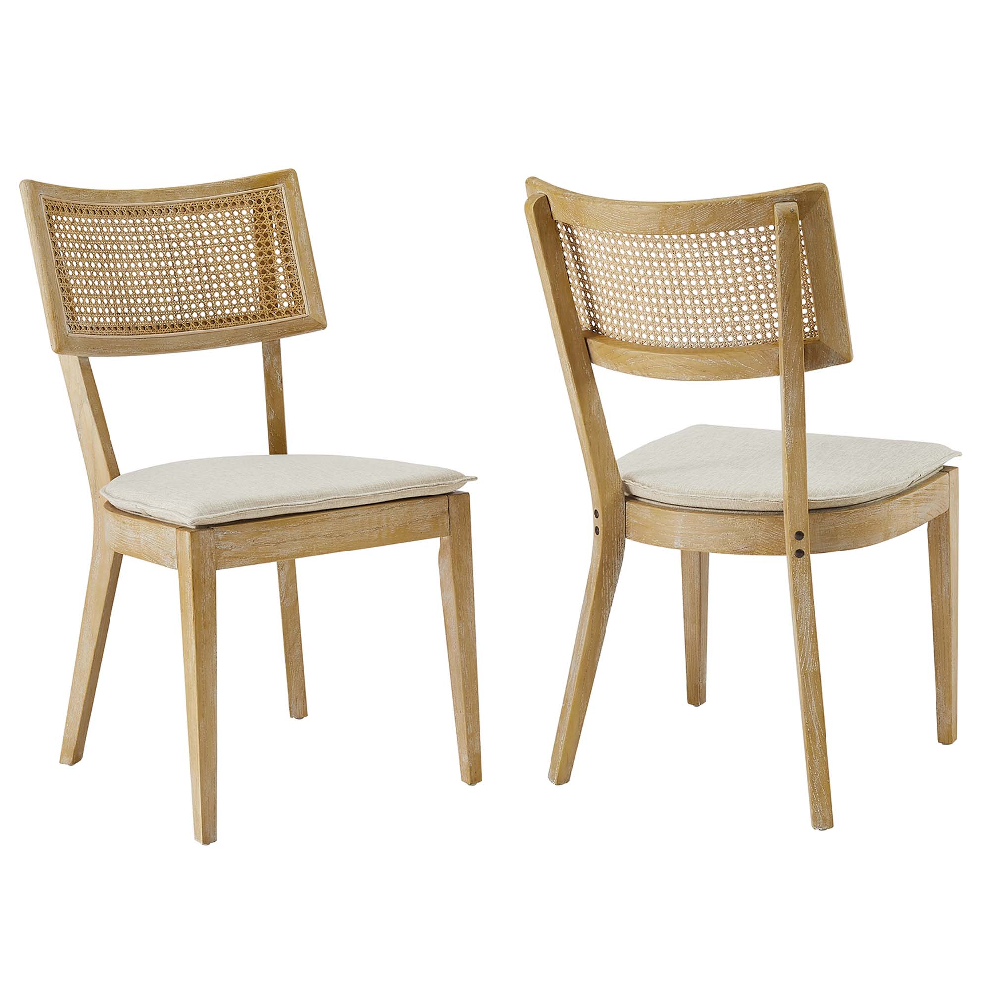 2 Modway Furniture Caledonia Gray Beige Fabric Dining Chairs