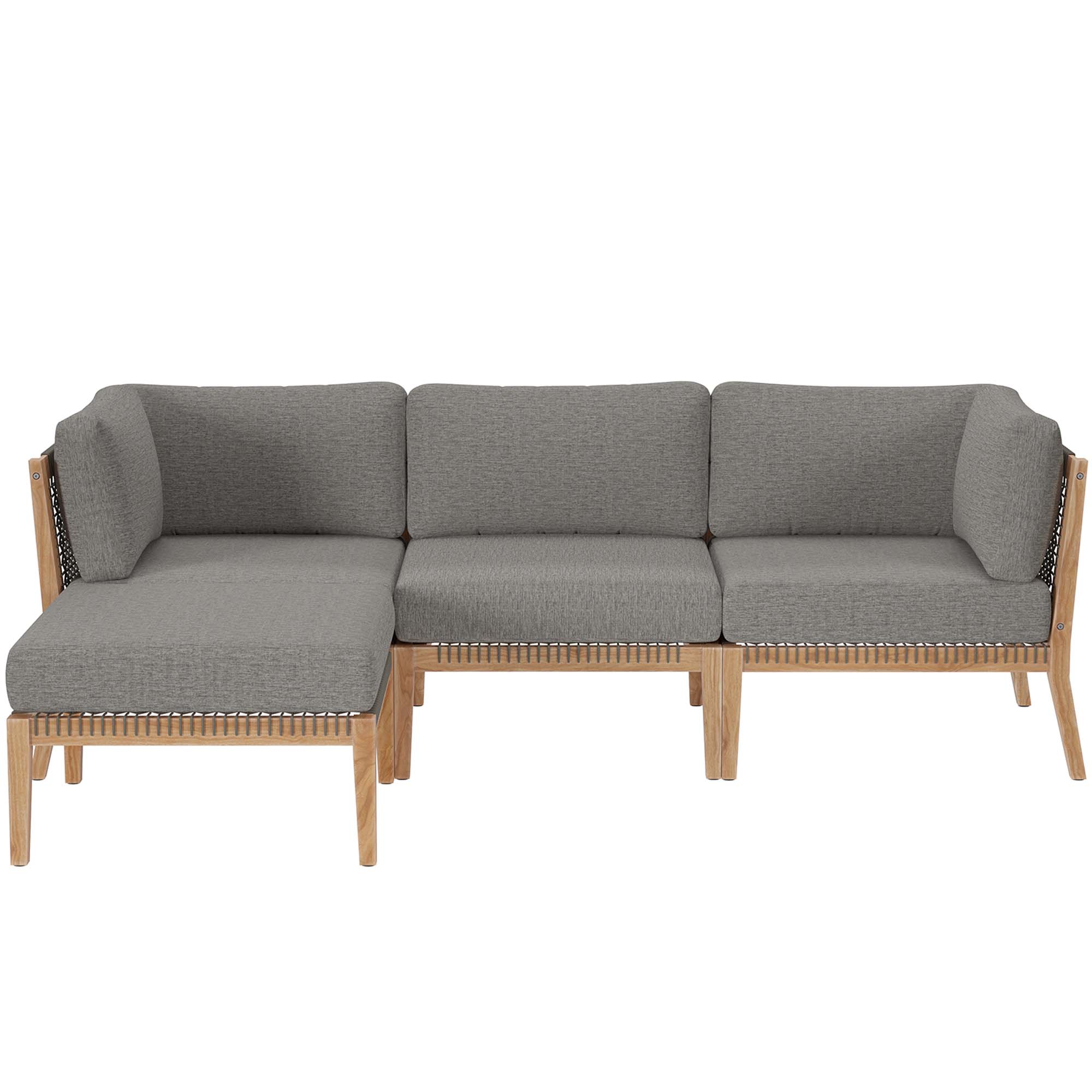 Modway Furniture Clearwater Gray Graphite 4pc Outdoor Patio Sectional Sofa