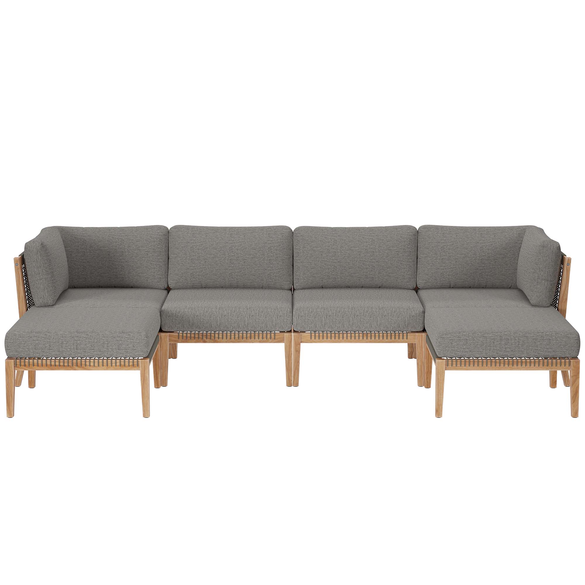 Modway Furniture Clearwater Gray Graphite 6pc Outdoor Patio Sectional Sofa
