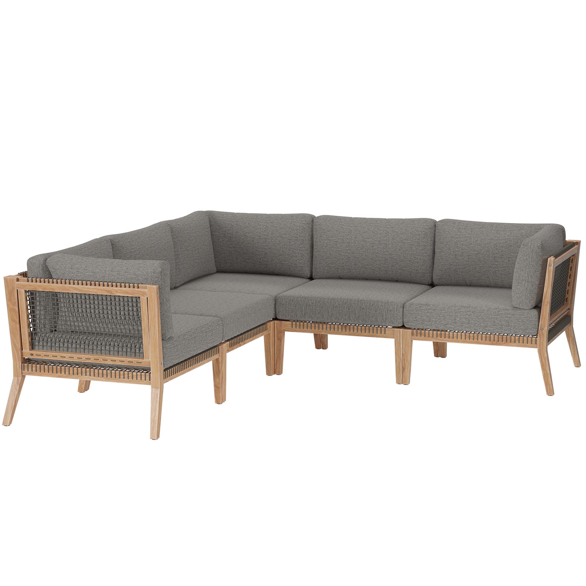 Modway Furniture Clearwater Gray Graphite 5pc Outdoor Patio Sectional Sofa