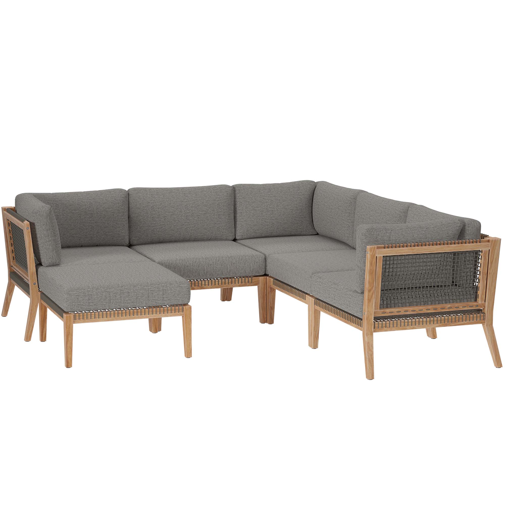 Modway Furniture Clearwater Gray Graphite 6pc Outdoor Sectional Sofa