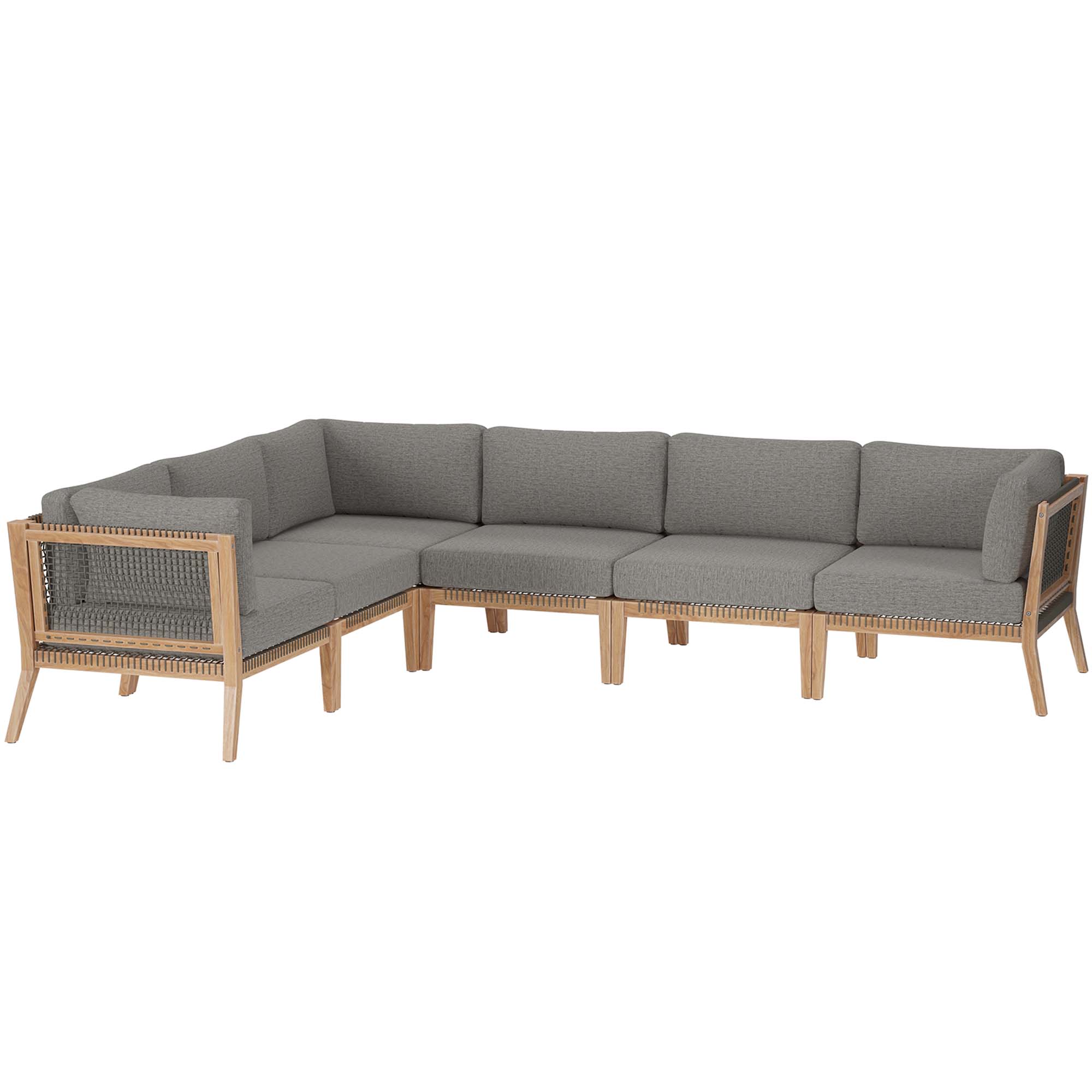 Modway Furniture Clearwater Gray Graphite 6pc Outdoor Patio Sectional