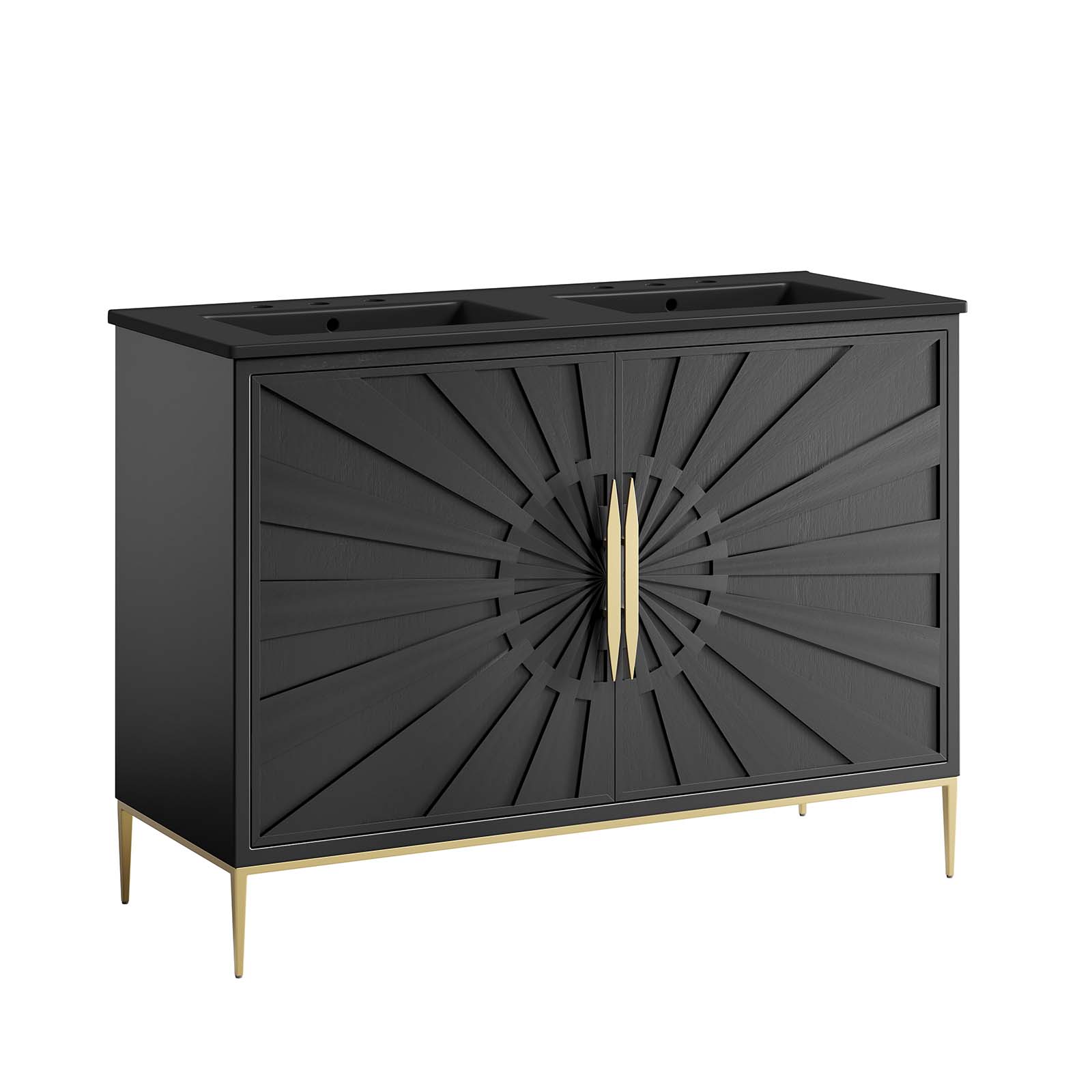 Modway Furniture Awaken Black 48 Inch Double Sink Bathroom Vanity