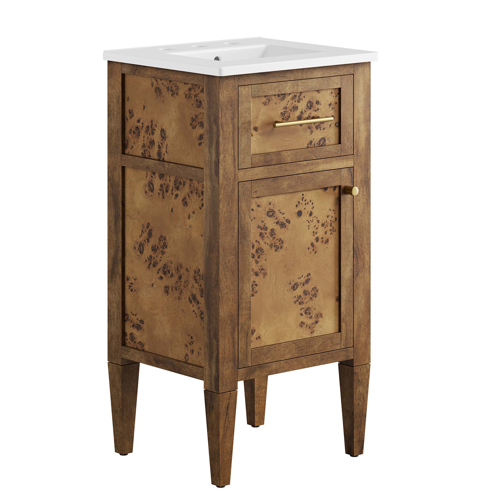 Modway Furniture Elysian White Brown 18 Inch Bathroom Vanity