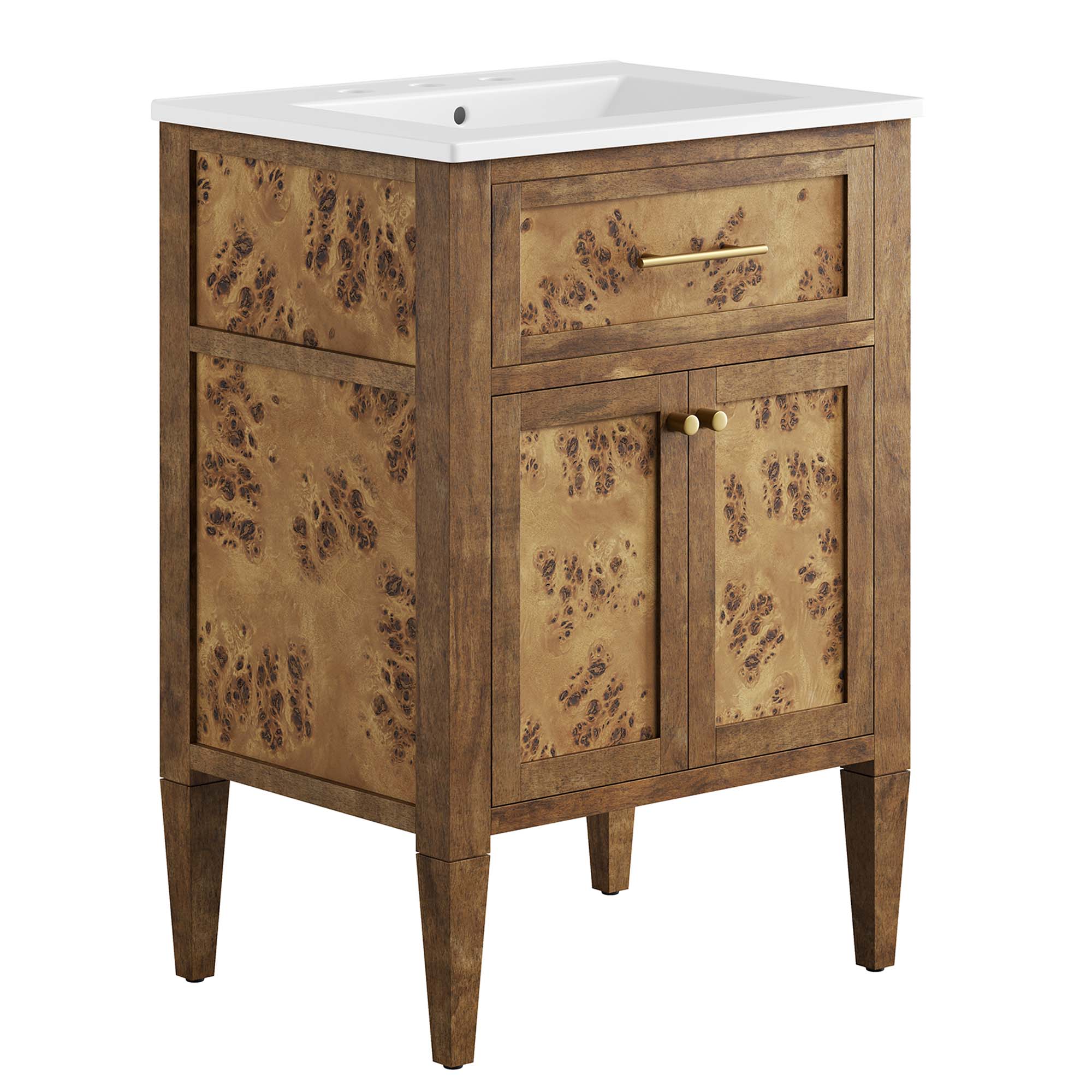 Modway Furniture Elysian White Brown 24 Inch Bathroom Vanity