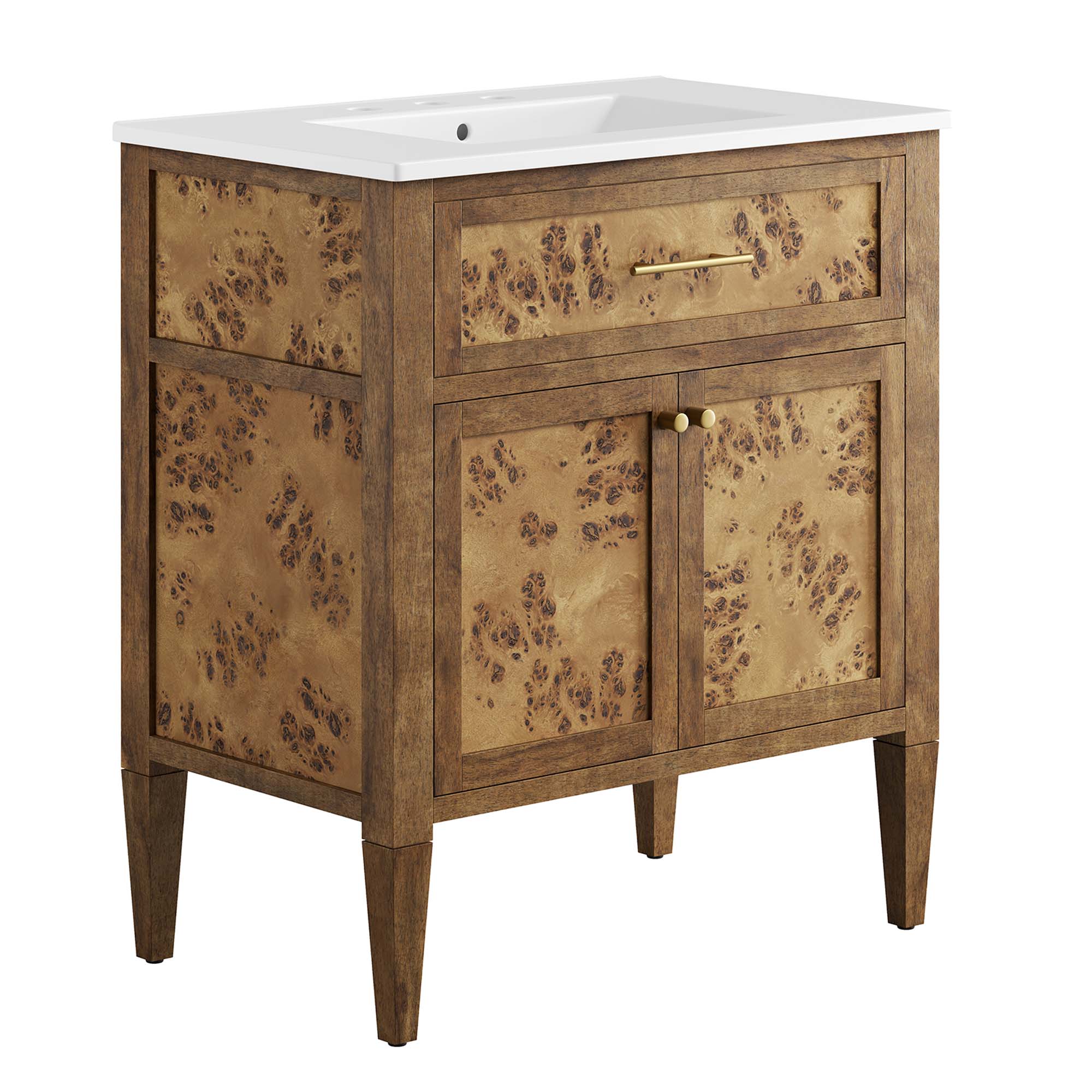 Modway Furniture Elysian White Brown 30 Inch Bathroom Vanity