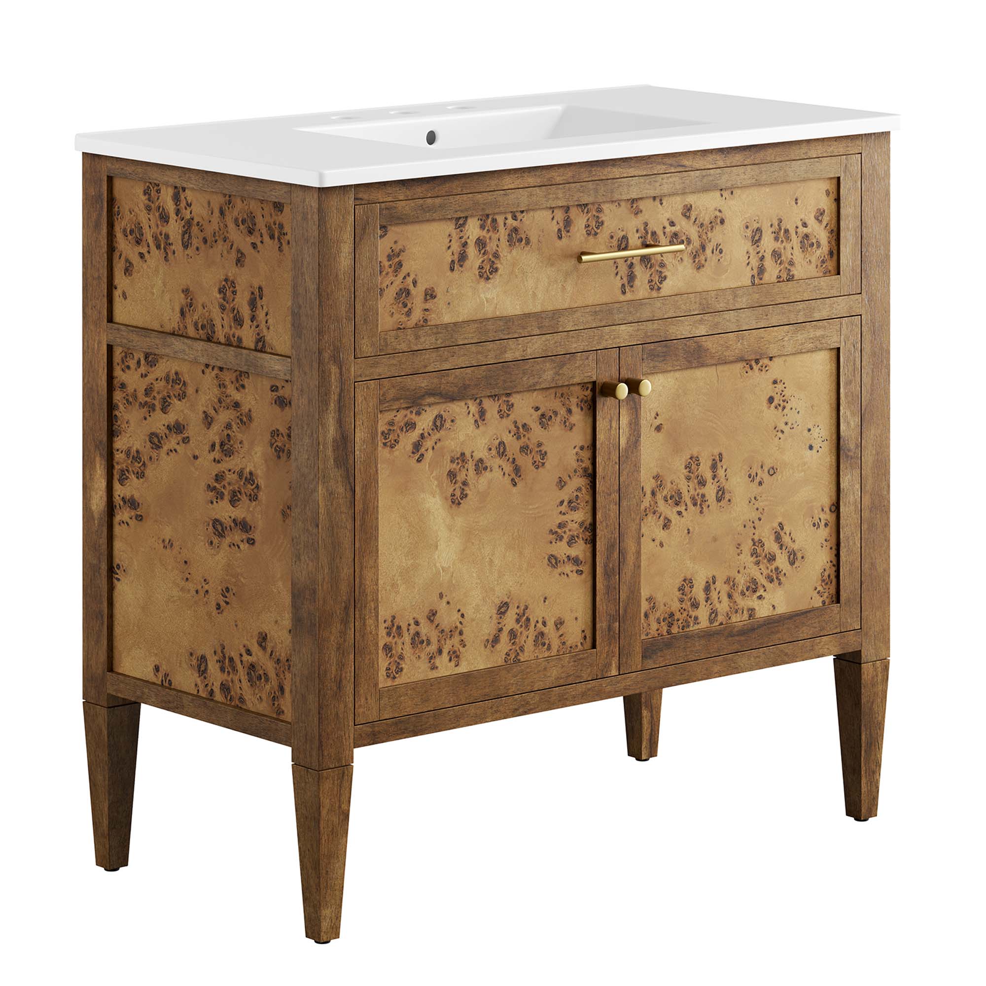 Modway Furniture Elysian White Brown 36 Inch Bathroom Vanity