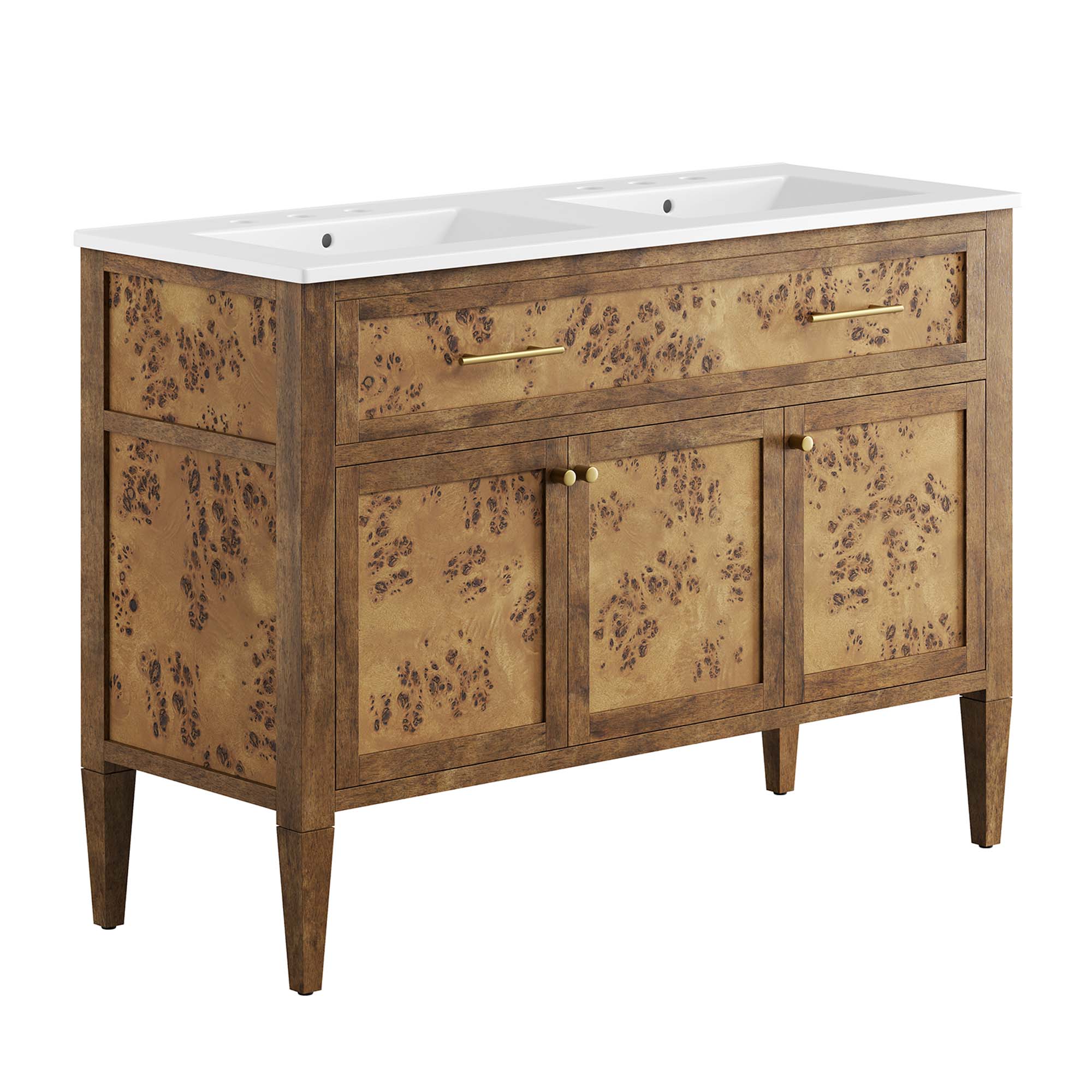 Modway Furniture Elysian White Brown 48 Inch Double Sink Bathroom Vanity