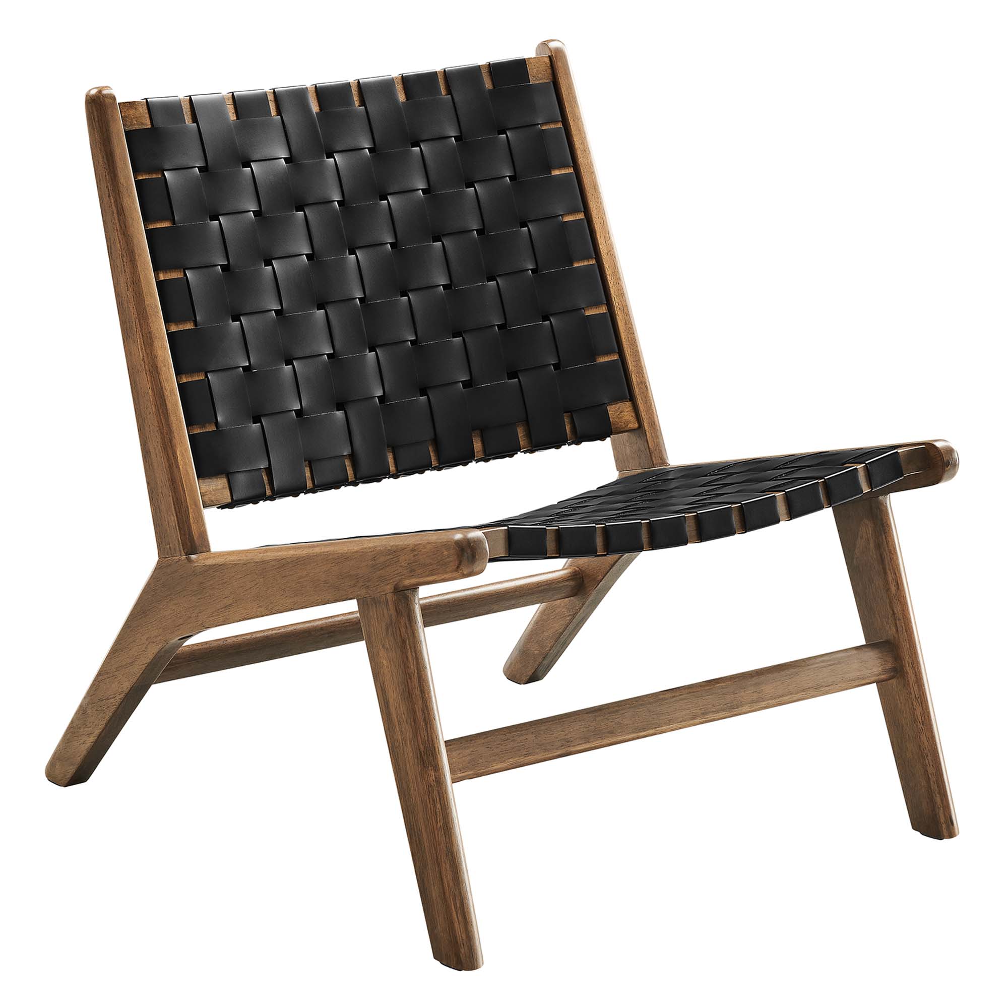 Modway Furniture Saoirse Walnut Black Leather Accent Lounge Chair