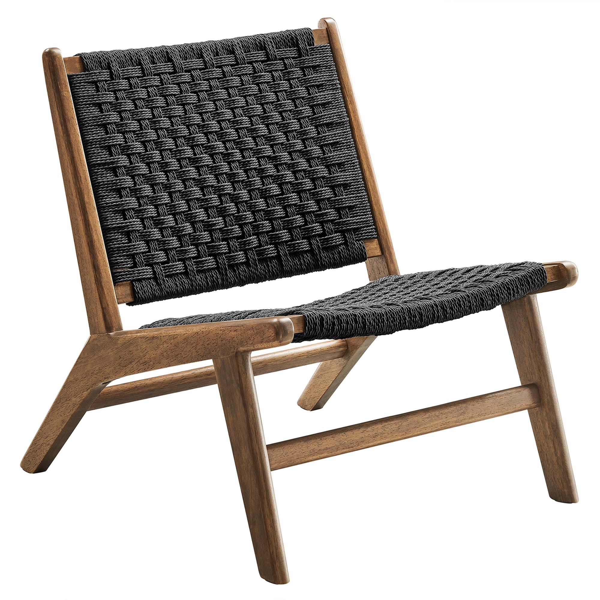 Modway Furniture Saoirse Walnut Black Woven Rope Accent Lounge Chair