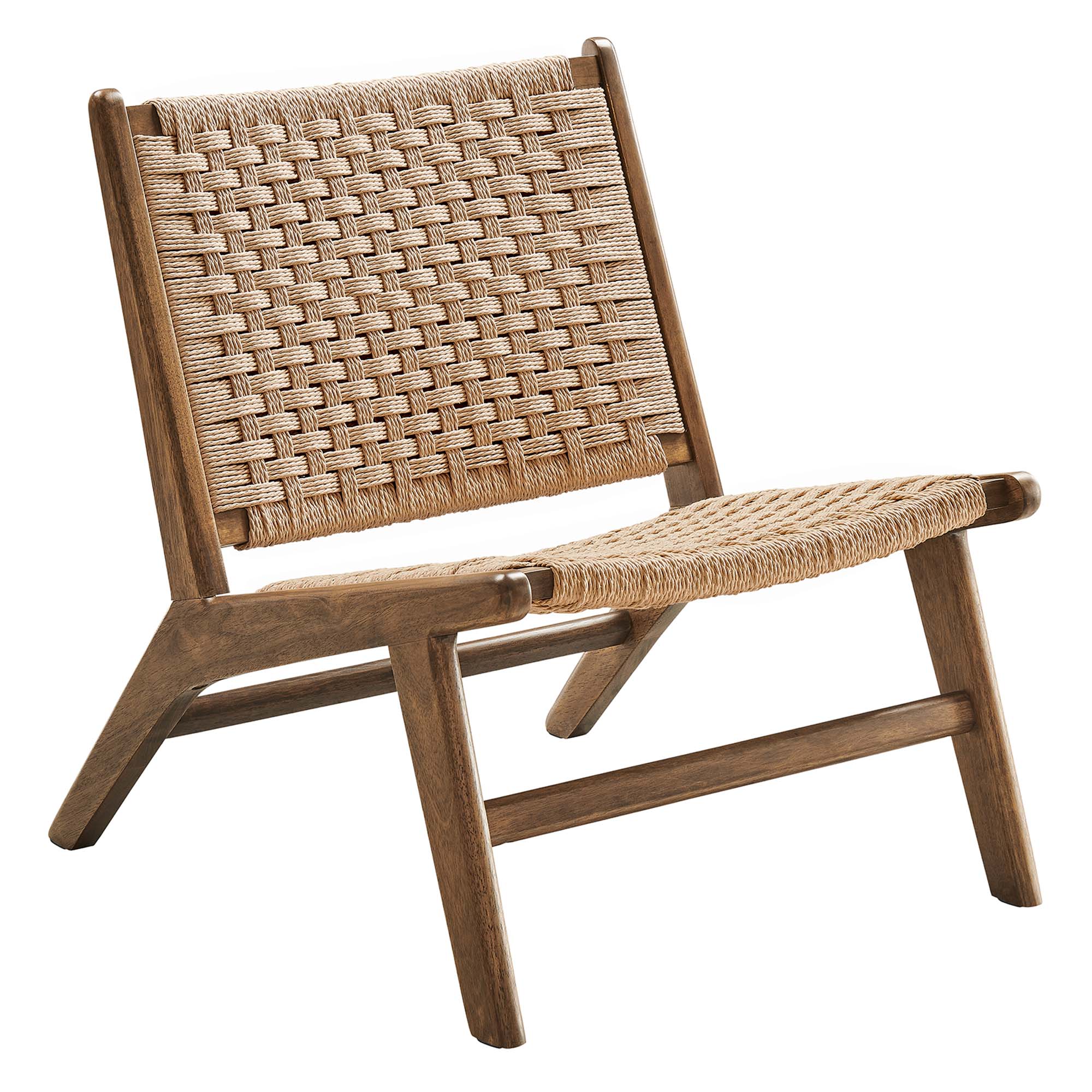 Modway Furniture Saoirse Walnut Natural Woven Rope Accent Lounge Chair