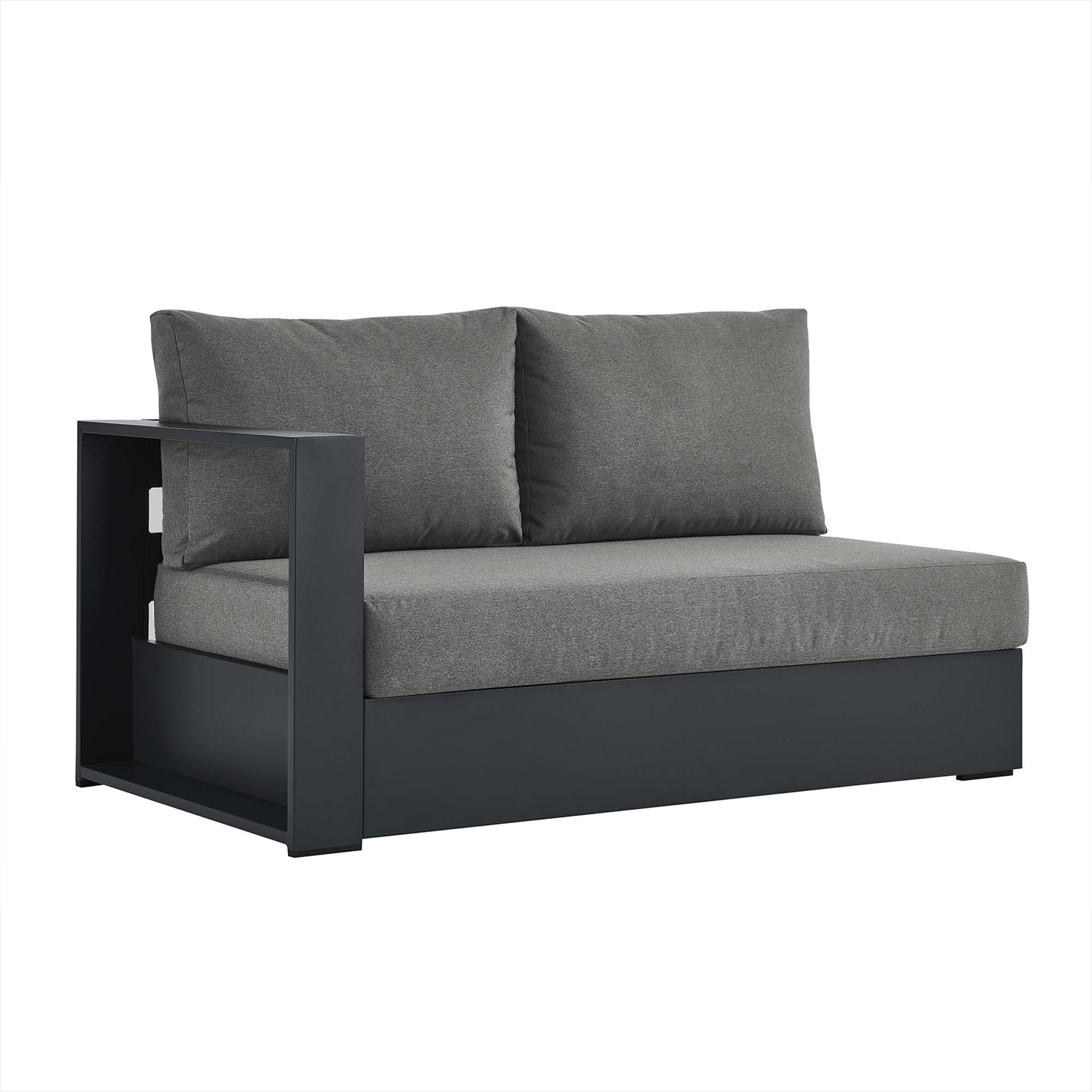 Modway Furniture Tahoe Gray Charcoal Outdoor Patio Modular Left Facing Love...