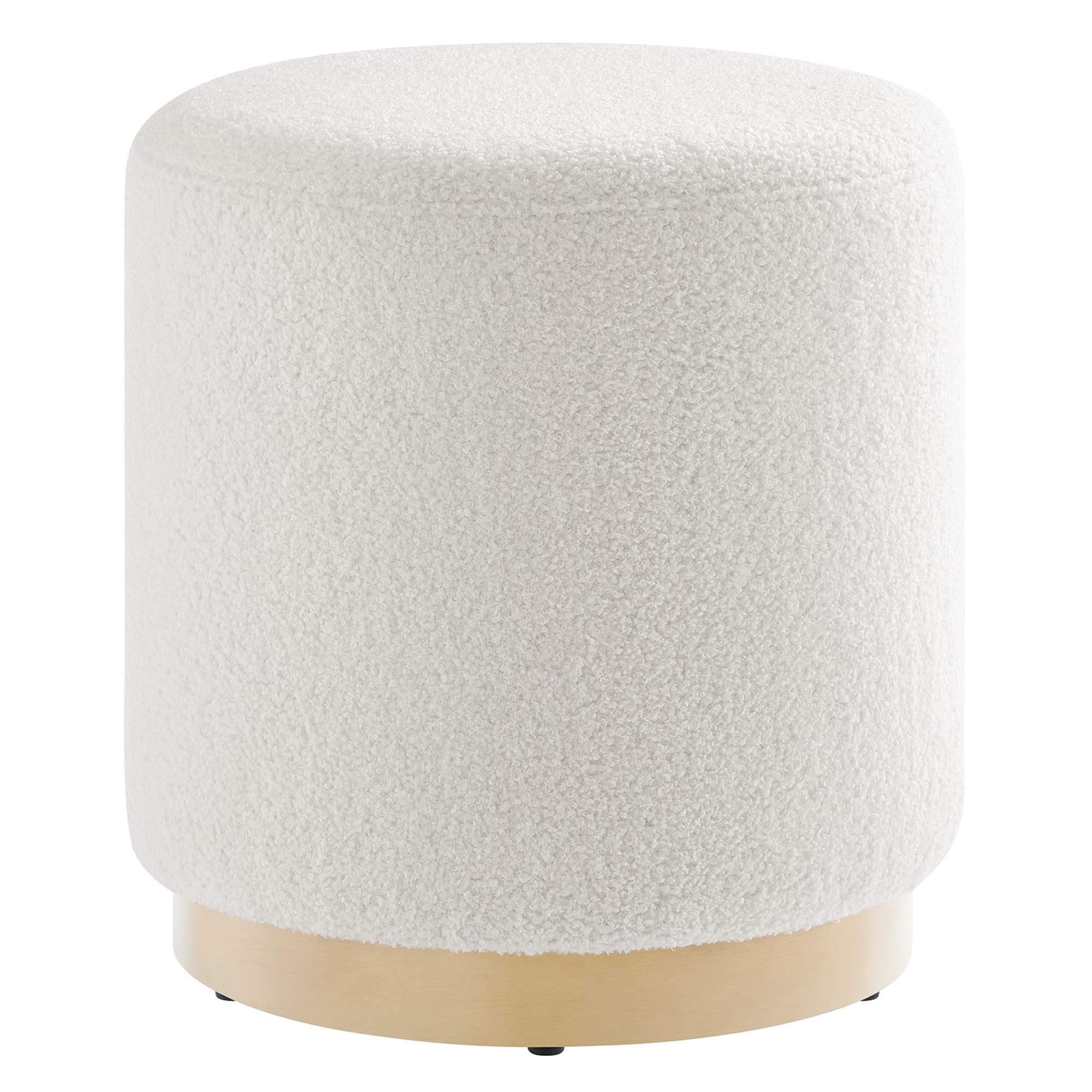 Modway Furniture Tilden Natural Ivory Sherpa 16 Inch Round Ottoman
