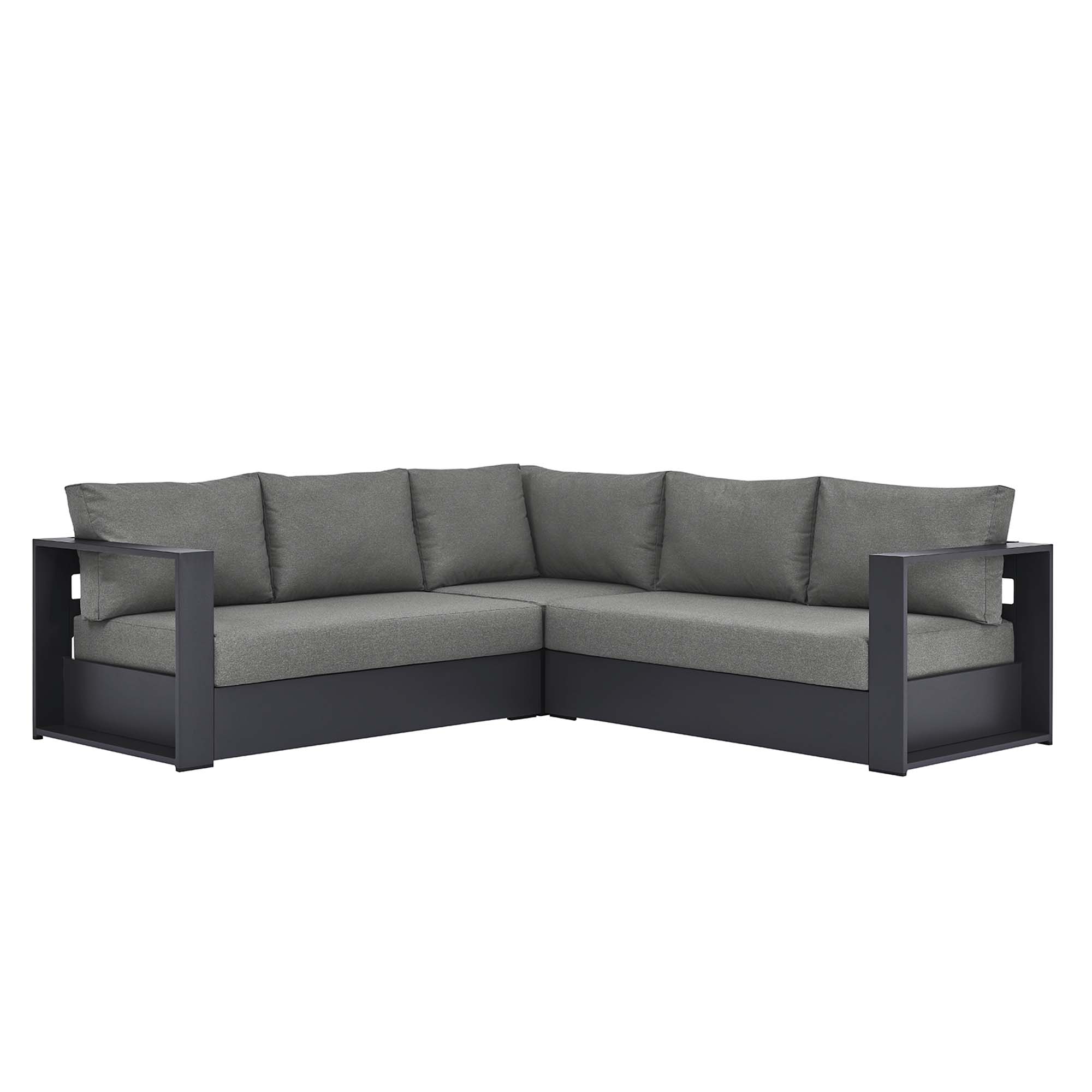 Modway Furniture Tahoe Gray Charcoal 3pc Outdoor Patio Sectional Sofa