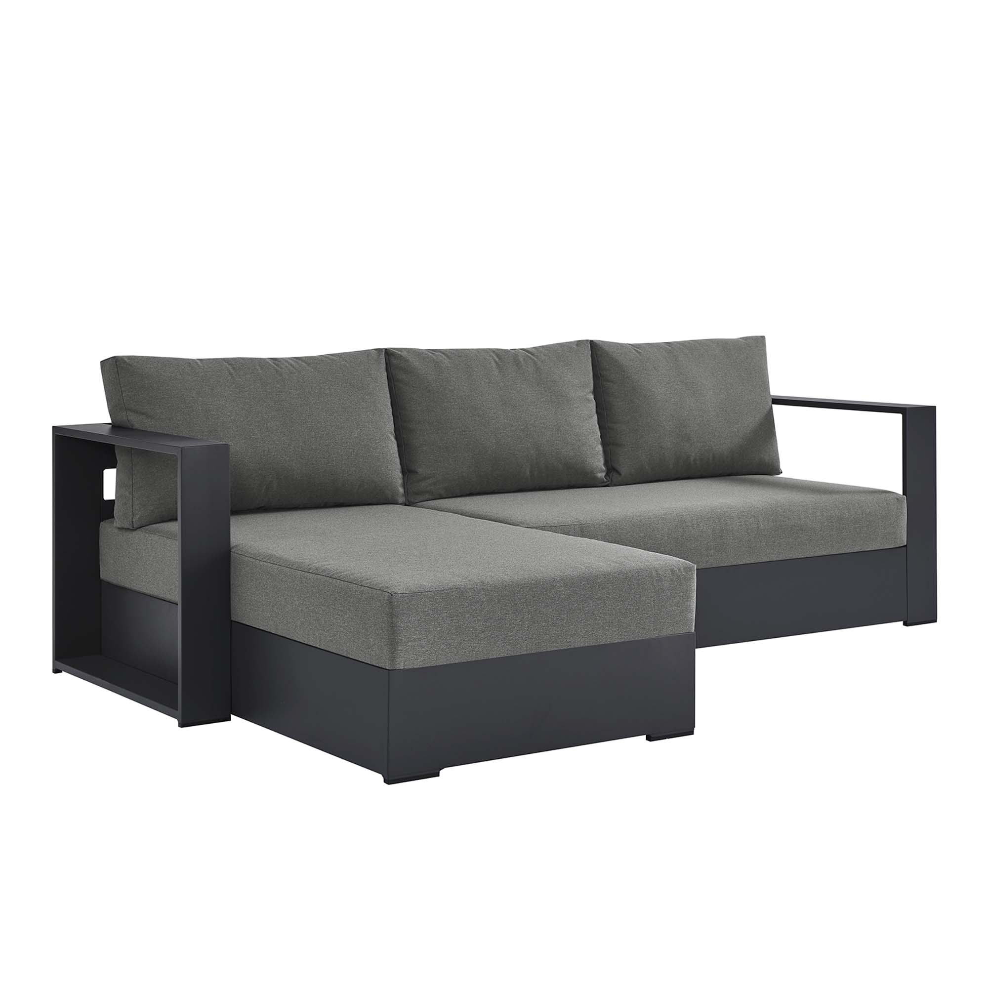 Modway Furniture Tahoe Gray Charcoal 2pc Outdoor Patio Left Facing Chaise S...