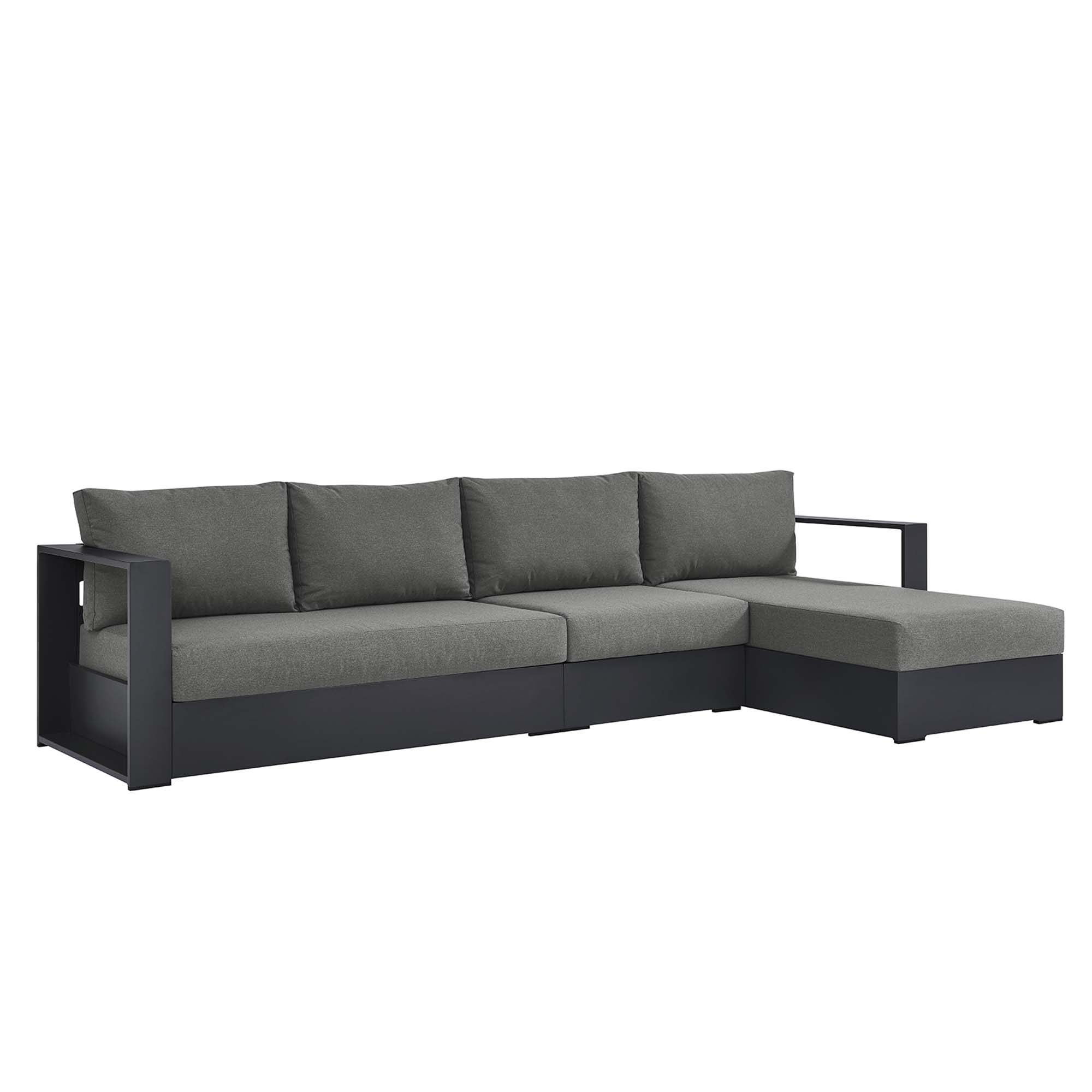 Modway Furniture Tahoe Gray Charcoal 3pc Outdoor Patio Right Facing Chaise ...