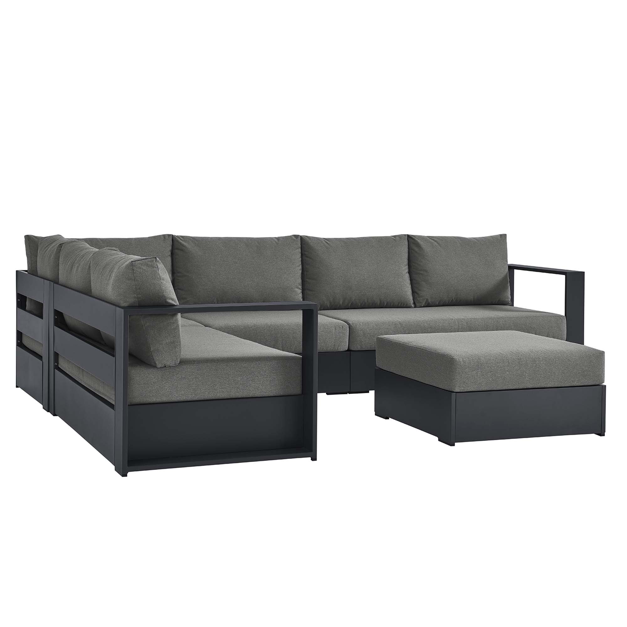 Modway Furniture Tahoe Gray Charcoal 5pc Outdoor Patio Sectional Sofa