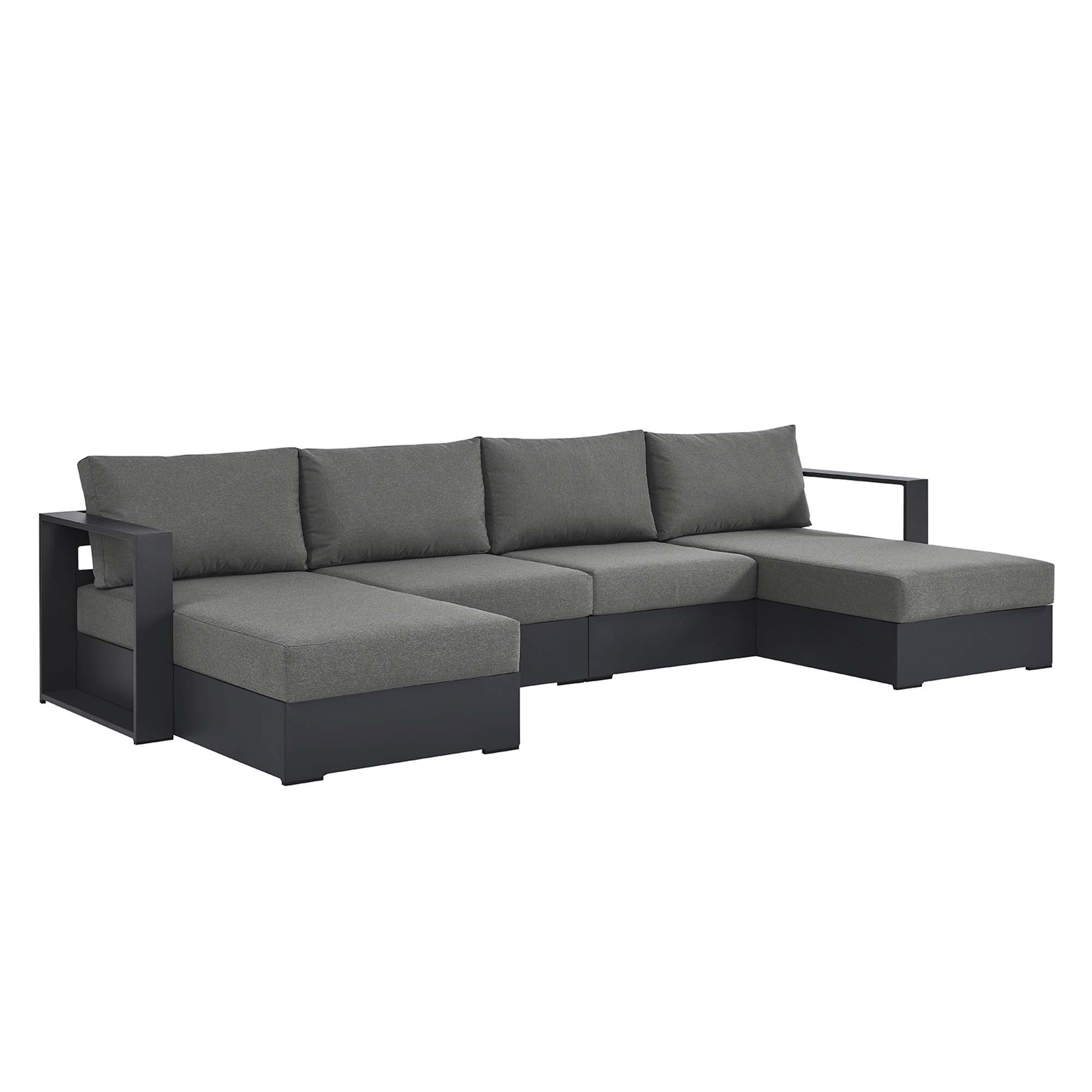 Modway Furniture Tahoe Gray Charcoal 4pc Outdoor Patio Sectional Sofa