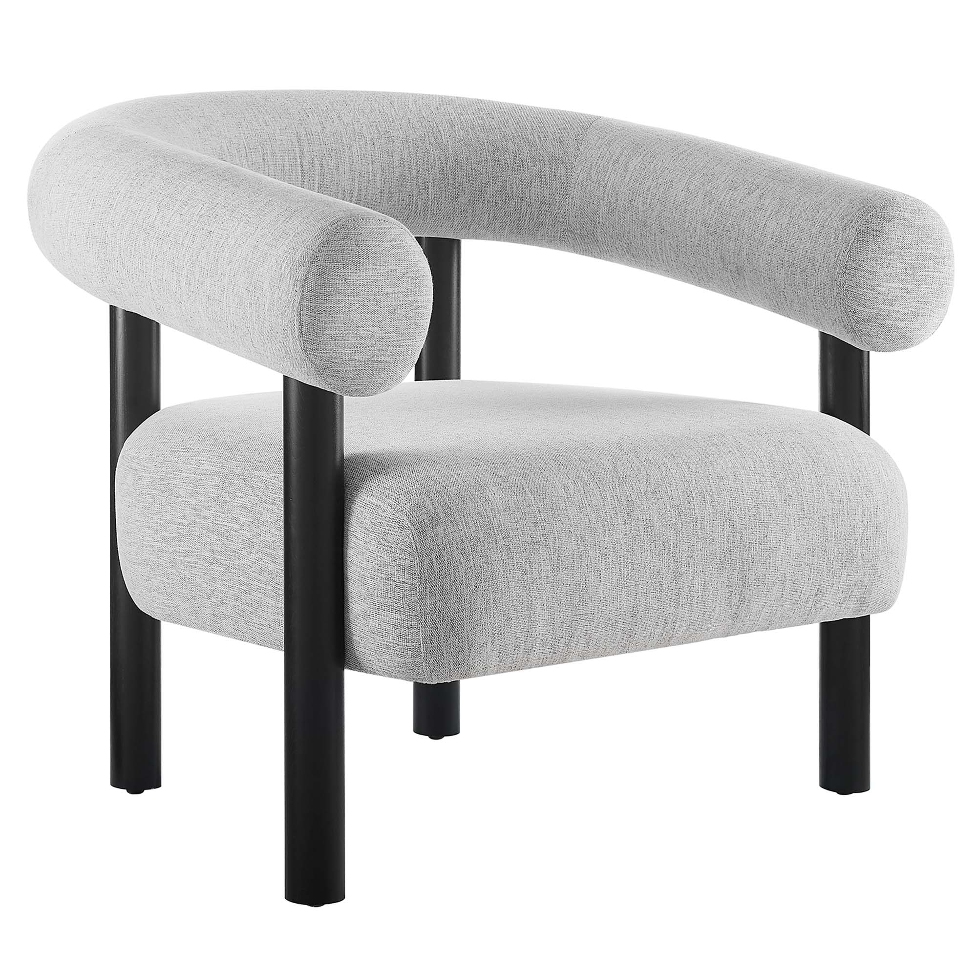Modway Furniture Sable Black Light Gray Fabric Armchair