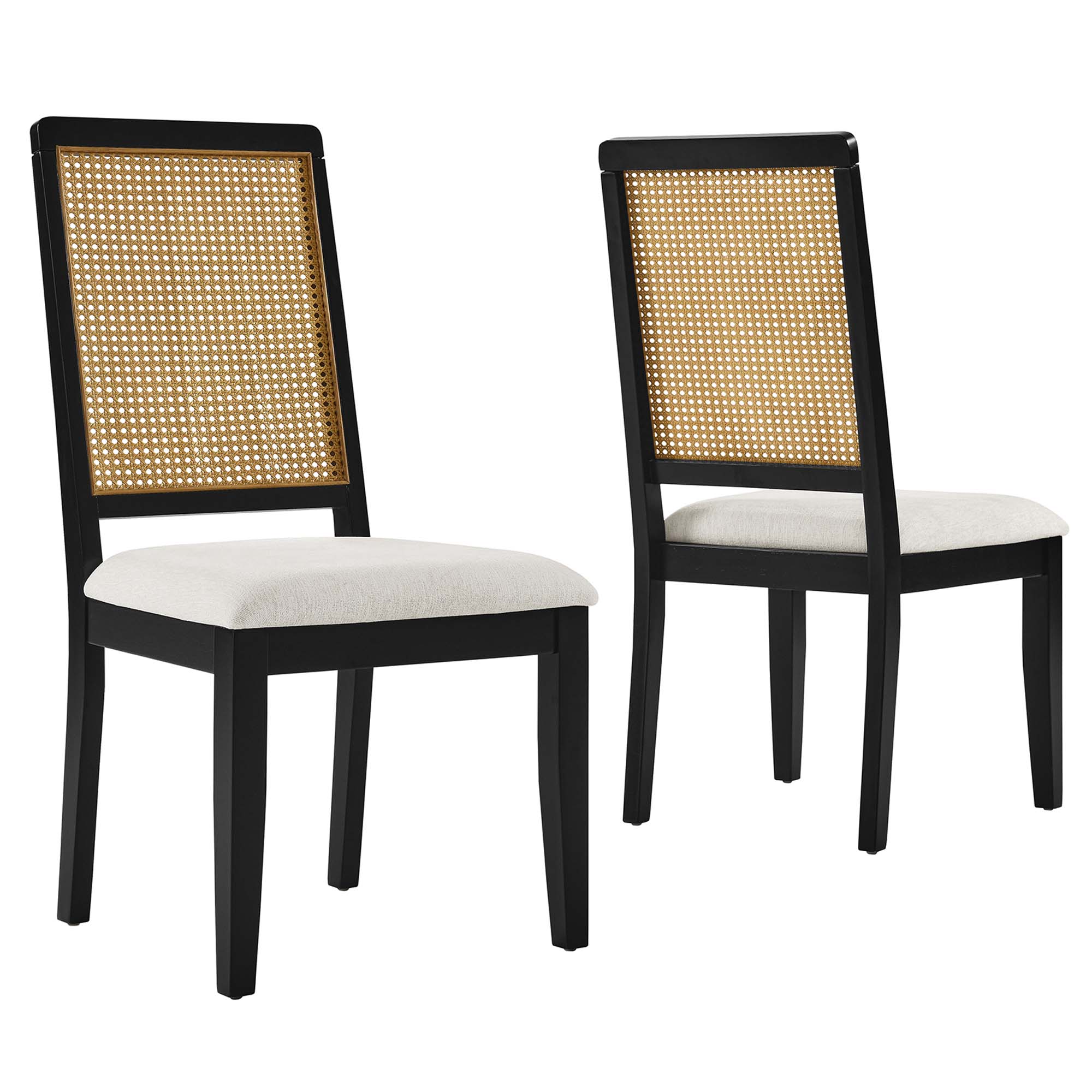 2 Modway Furniture Arlo Black Natural Ivory Dining Side Chairs