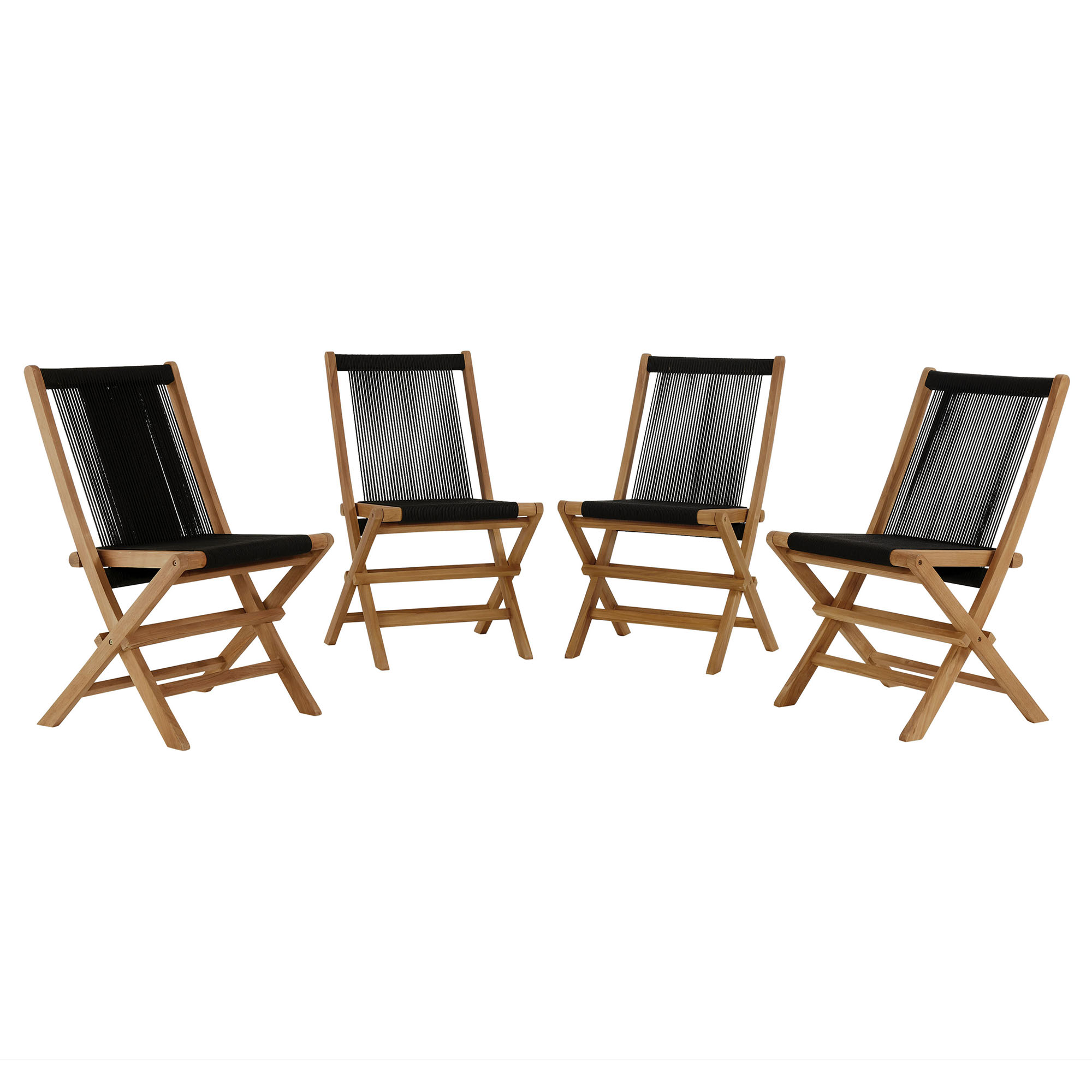 4 Modway Furniture Vienna Natural Black Outdoor Patio Folding Chairs