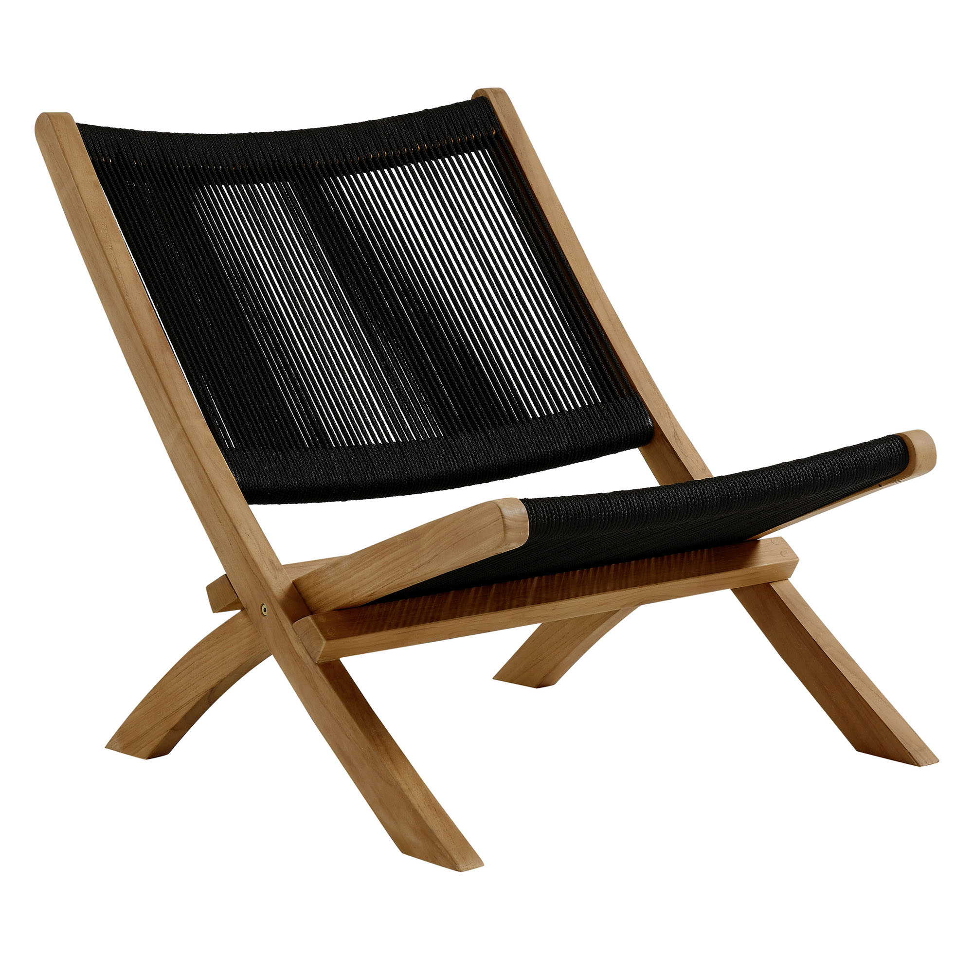 Modway Furniture Vienna Natural Black Outdoor Patio Folding Accent Lounge C...