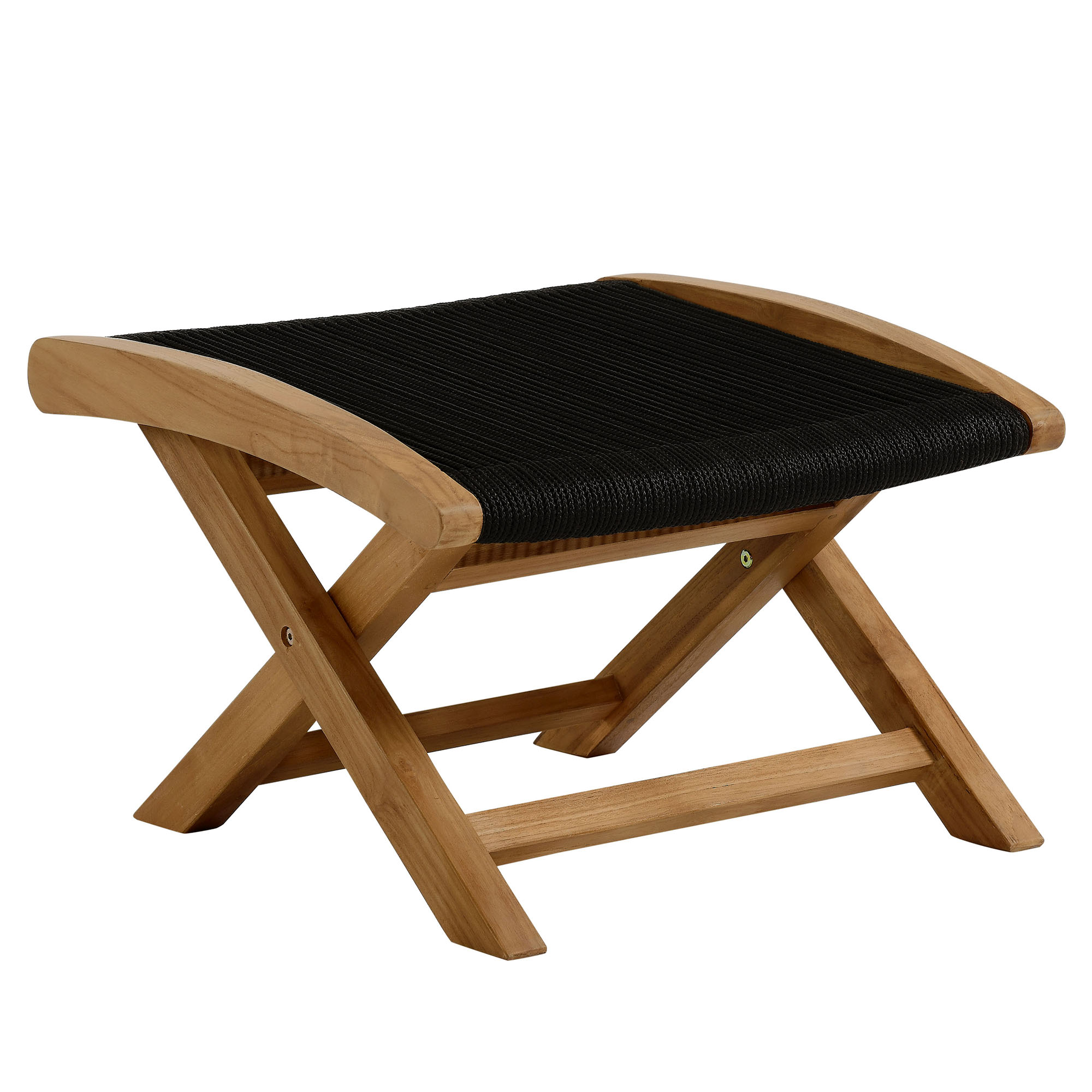 Modway Furniture Vienna Natural Black Outdoor Patio Folding Ottoman