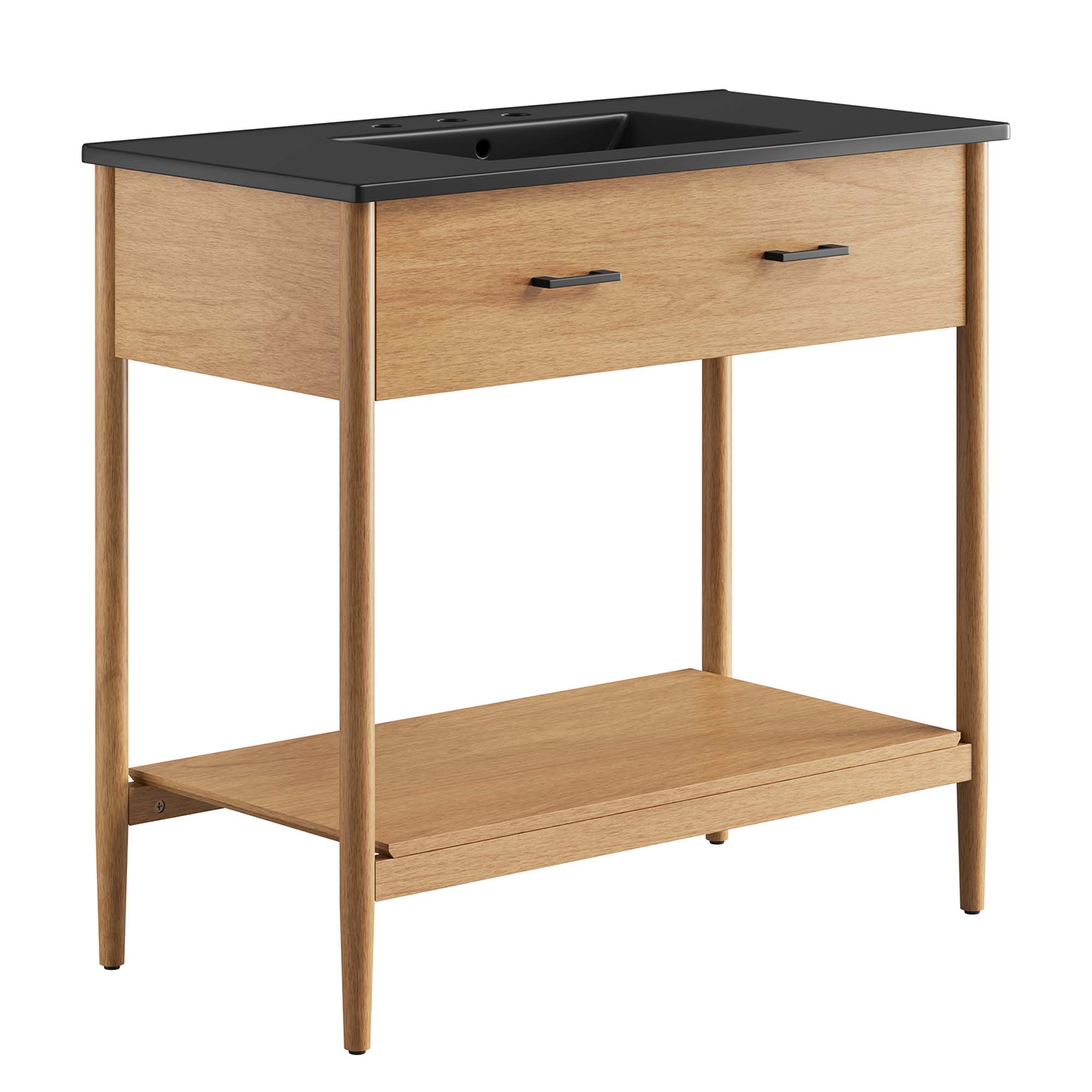 Modway Furniture Zaire Natural Black 36 Inch Bathroom Vanity