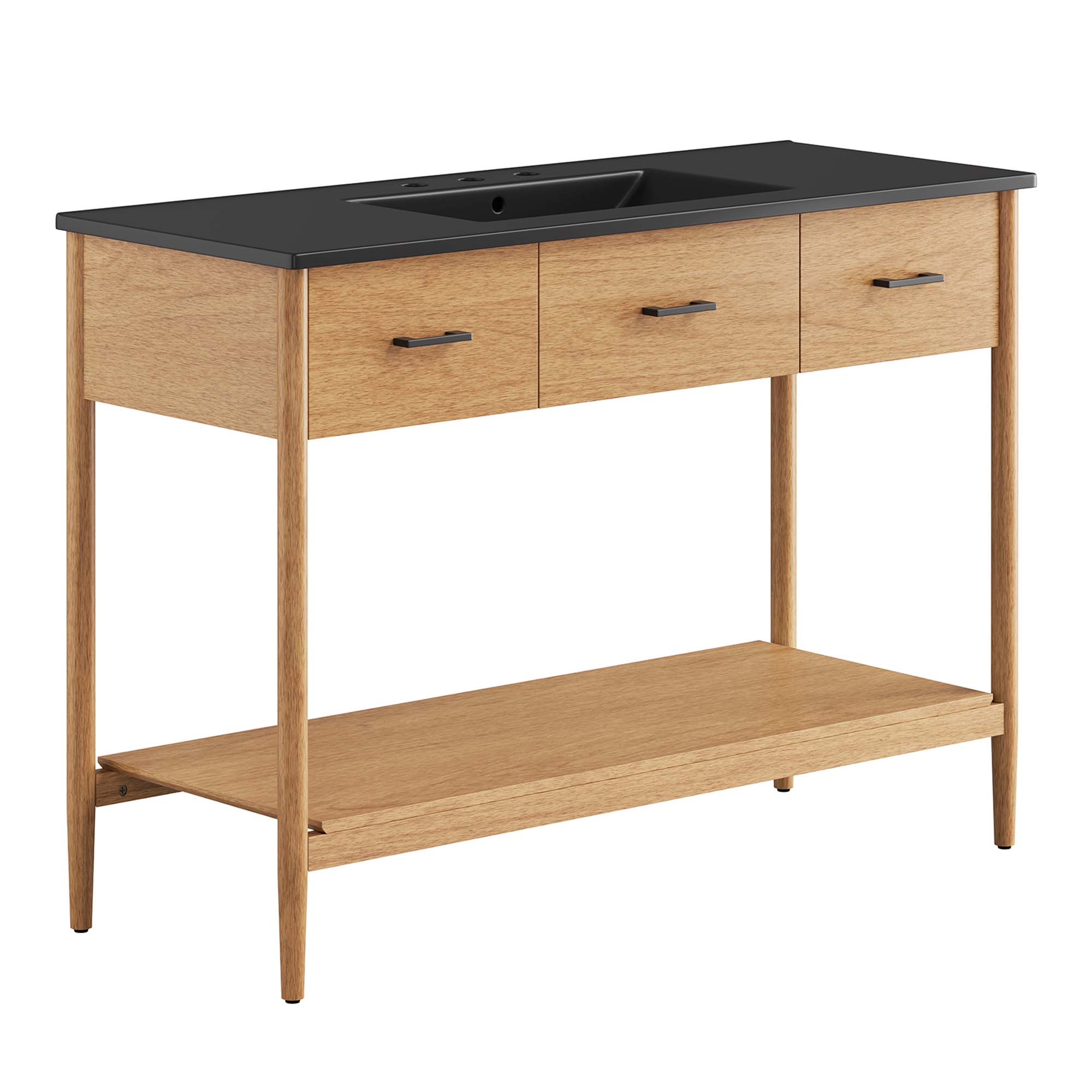Modway Furniture Zaire Natural Black 48 Inch Single Sink Bathroom Vanity