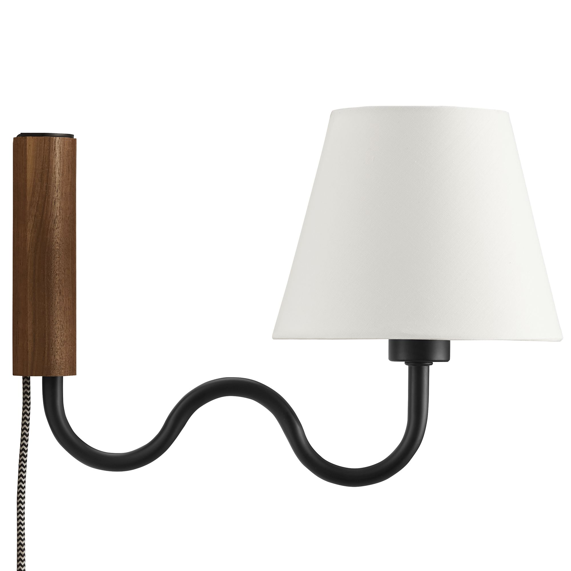 Modway Furniture Sunlit Walnut Black Squiggle Arm Wall Sconce