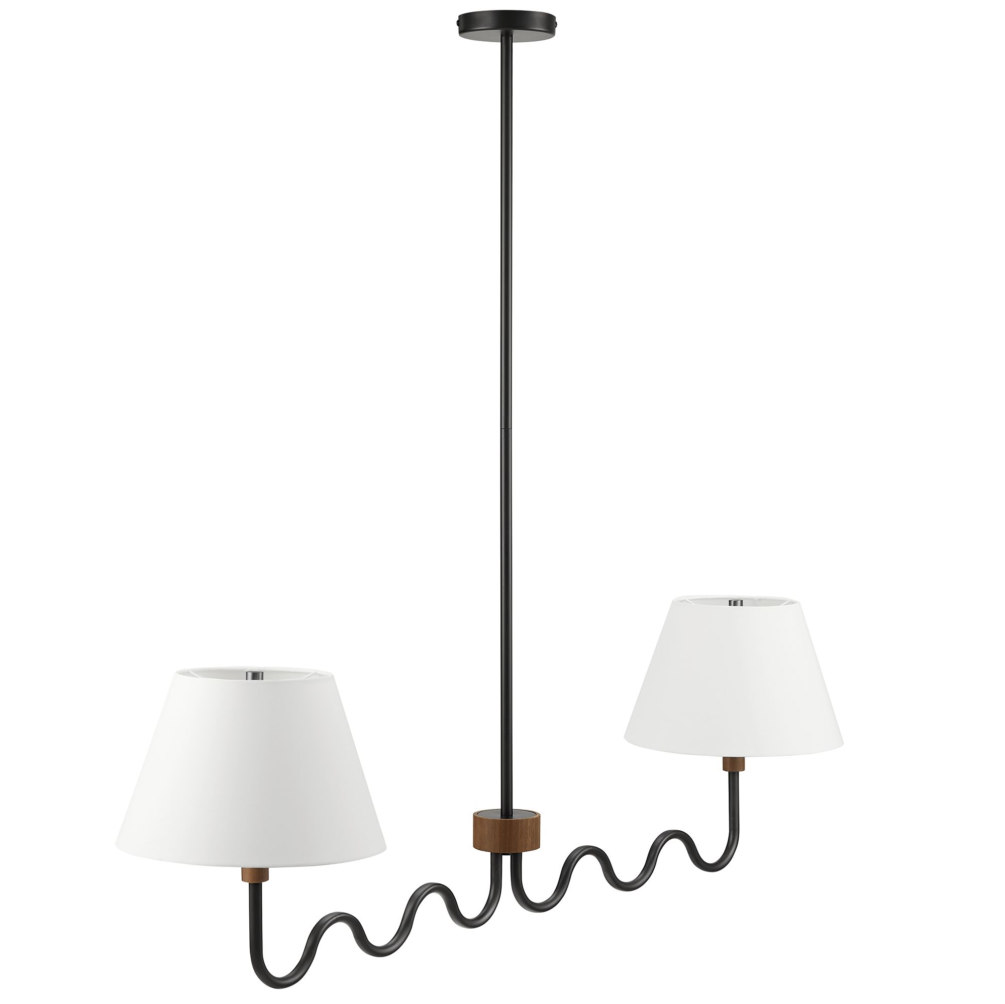 Modway Furniture Sunlit Walnut Black Squiggle 2 Arm Pendant Light