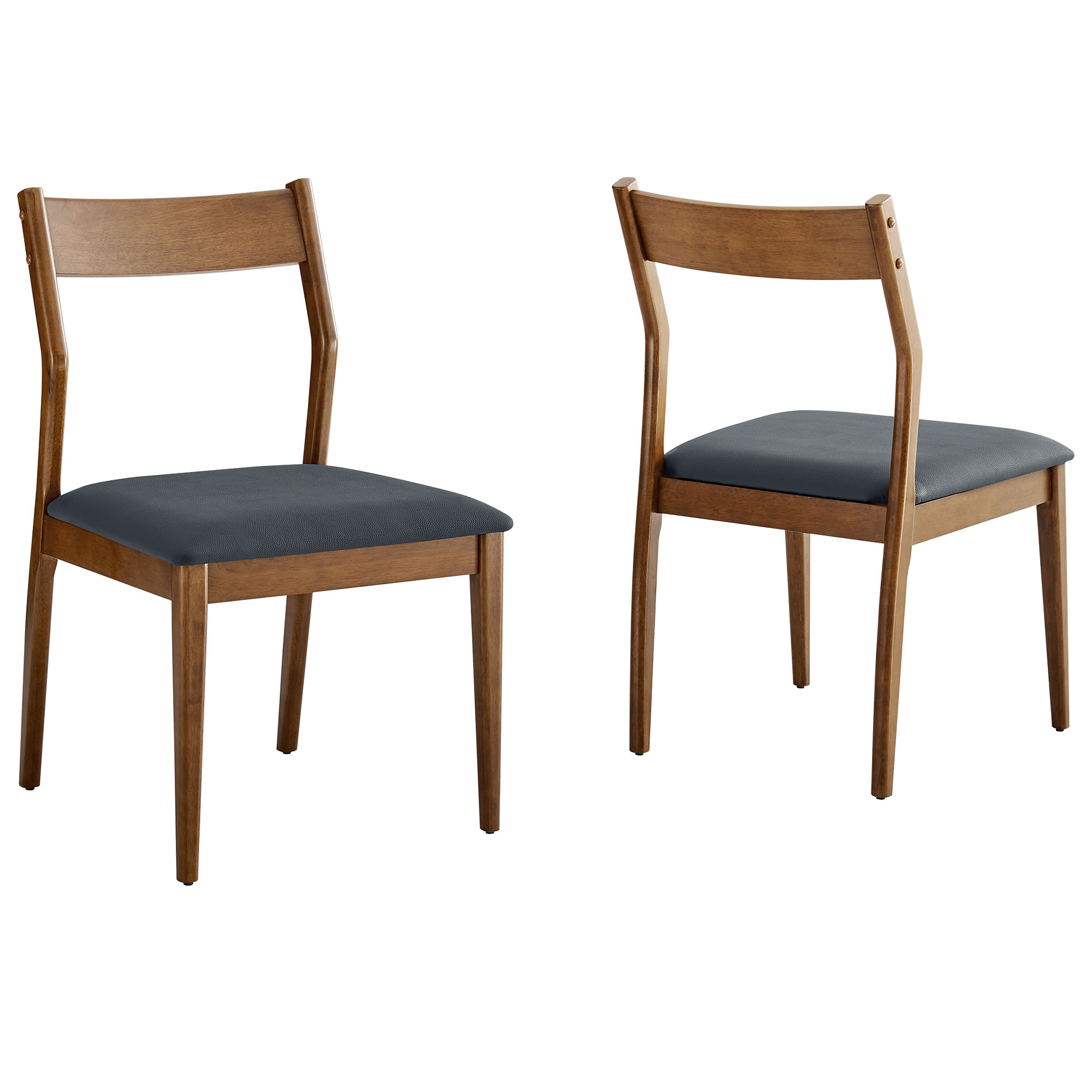 2 Modway Furniture Solara Walnut Black Leather Dining Side Chairs